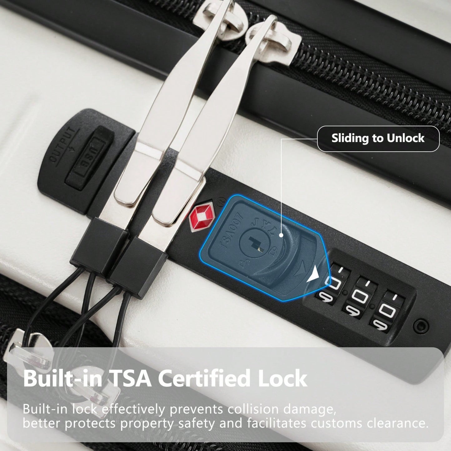 Lightweight 20 Inch Carry-On Luggage With Front Pocket USB Port And TSA Combination Lock, Ideal For Short Business Trips