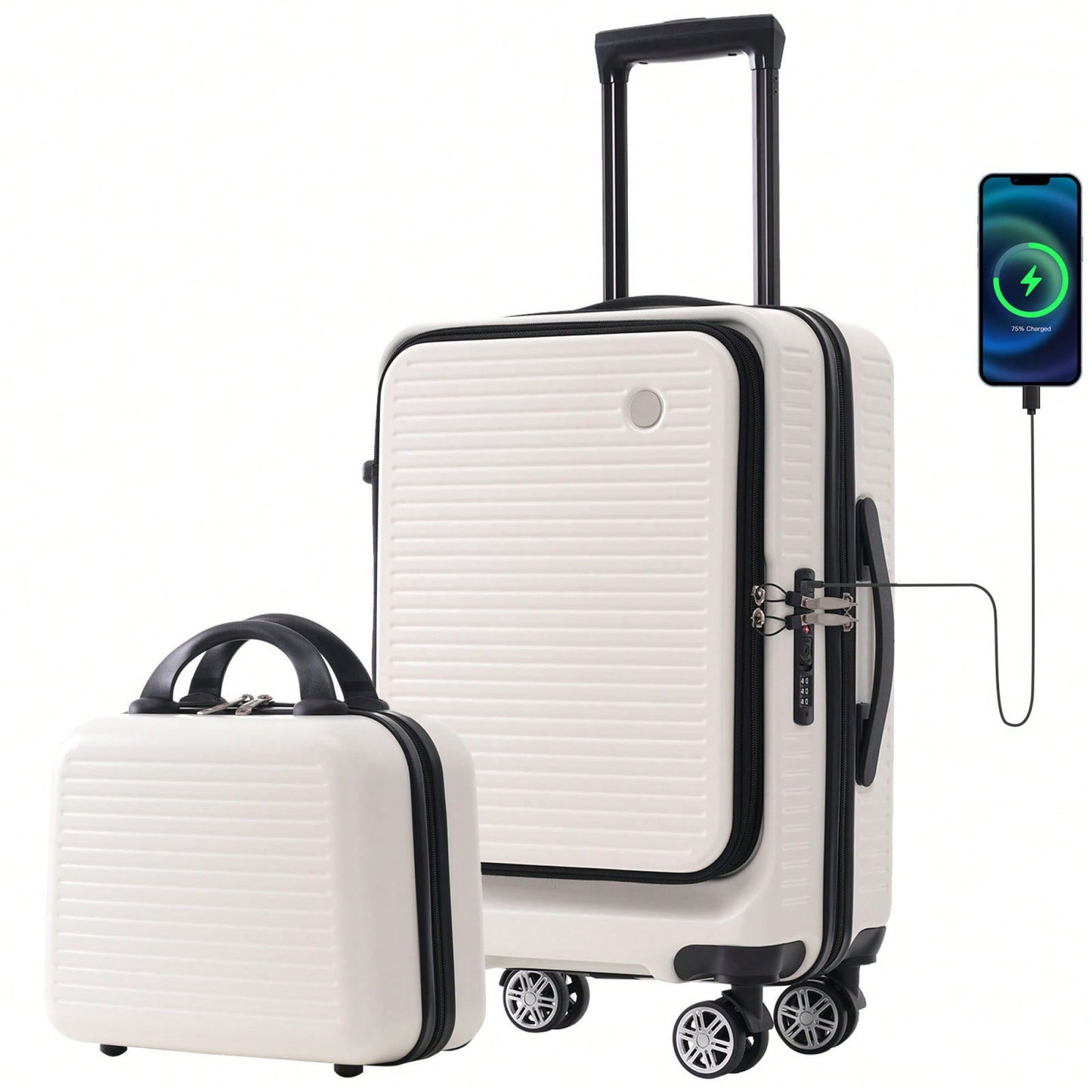 Lightweight 20 Inch Carry-On Luggage With Front Pocket USB Port And TSA Combination Lock, Ideal For Short Business Trips