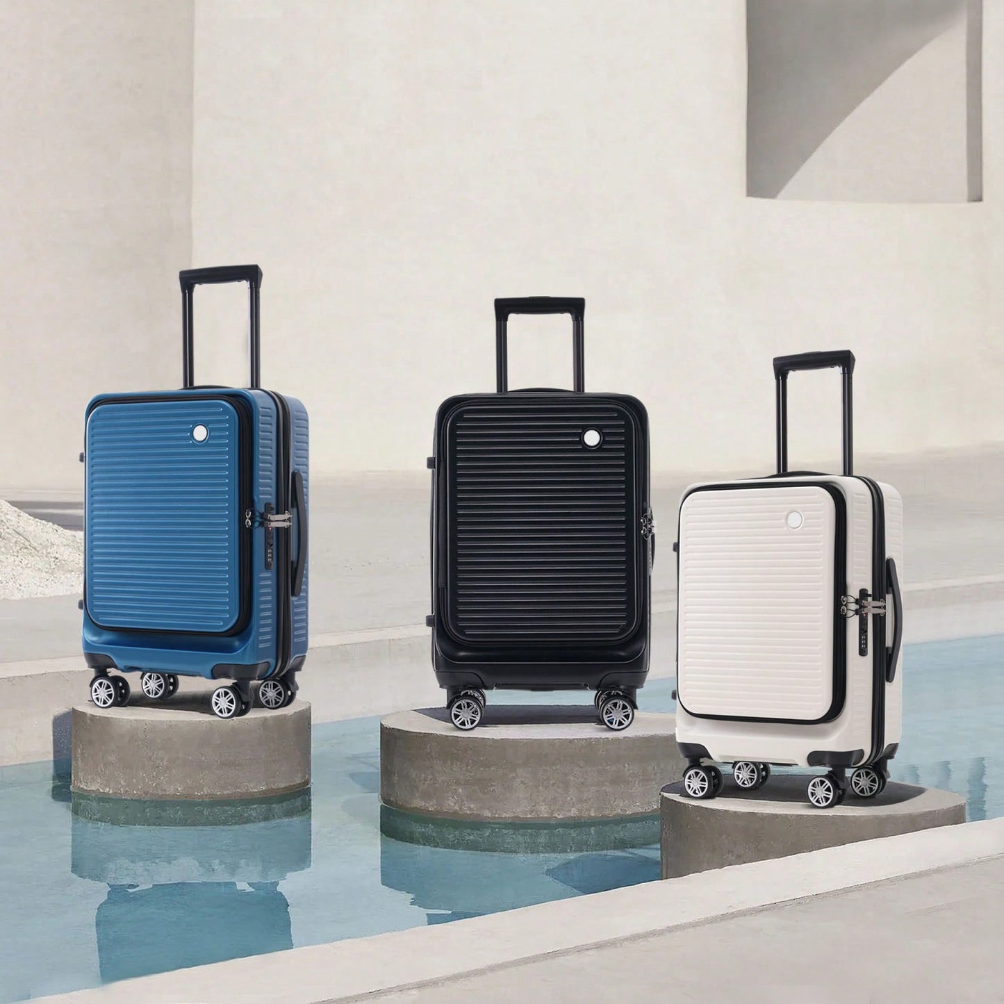 Lightweight 20 Inch Carry-On Luggage With Front Pocket USB Port And TSA Combination Lock, Ideal For Short Business Trips