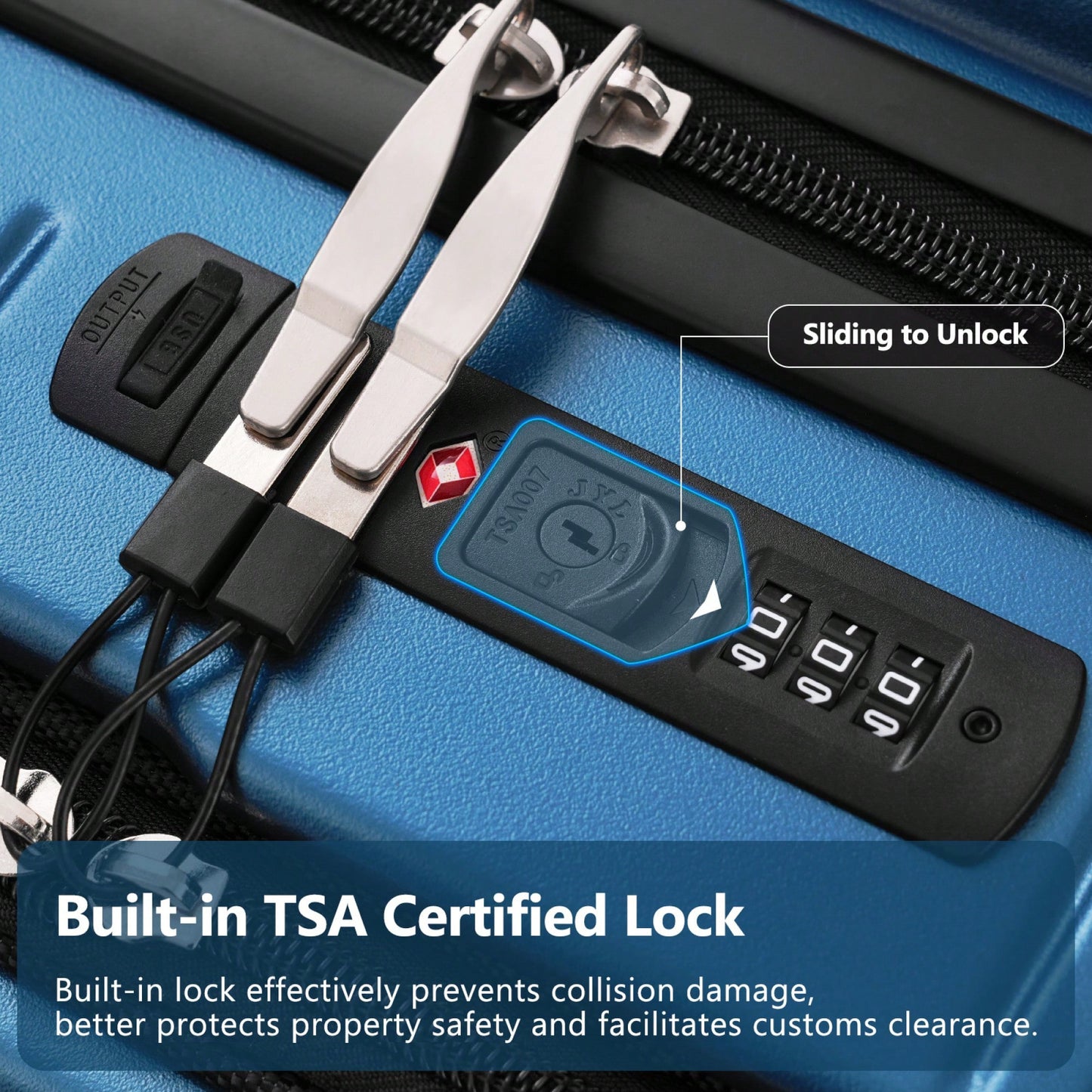 Lightweight 20 Inch Carry-On Luggage With Front Pocket USB Port And TSA Combination Lock, Ideal For Short Business Trips