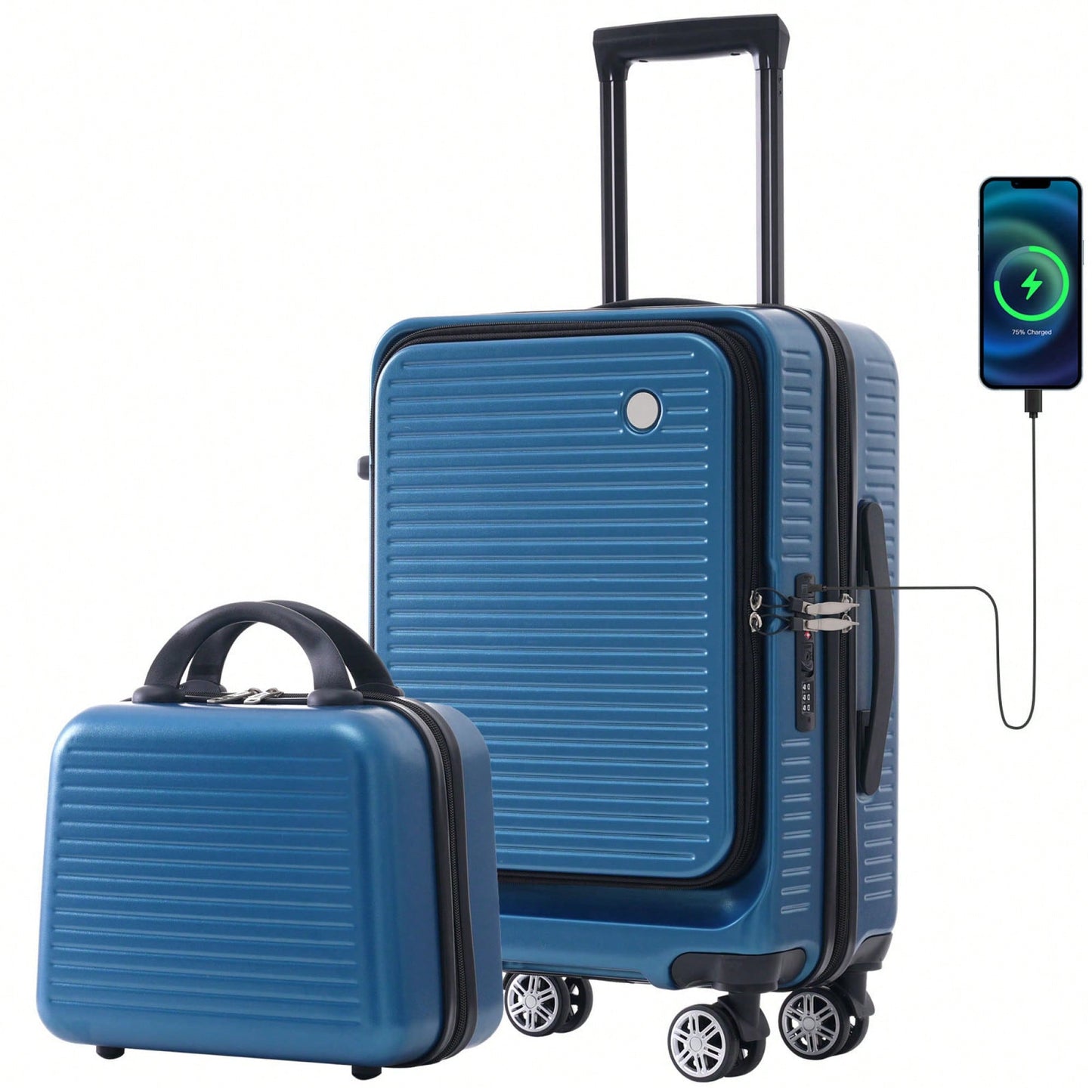 Lightweight 20 Inch Carry-On Luggage With Front Pocket USB Port And TSA Combination Lock, Ideal For Short Business Trips