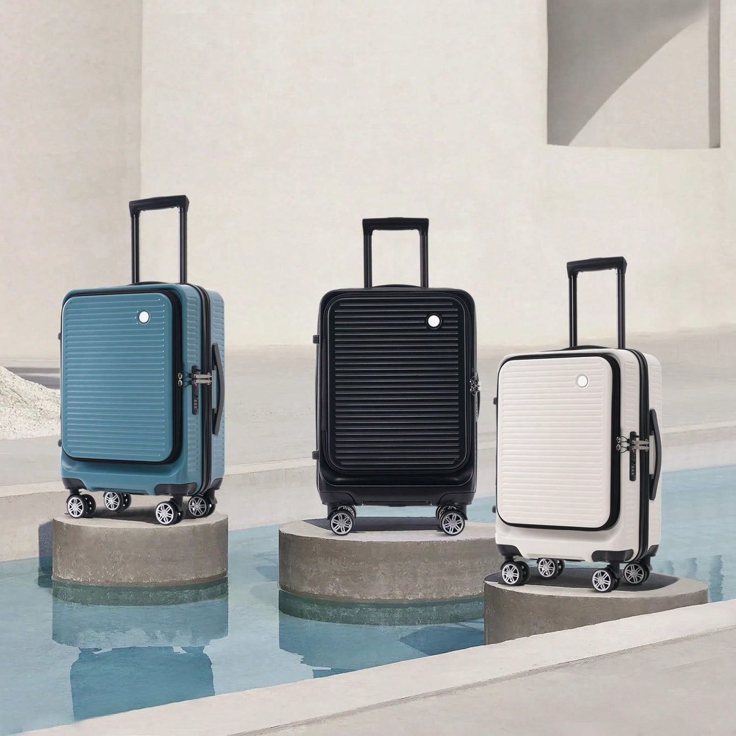 Lightweight 20 Inch Carry-On Luggage With Front Pocket USB Port And TSA Combination Lock, Ideal For Short Business Trips