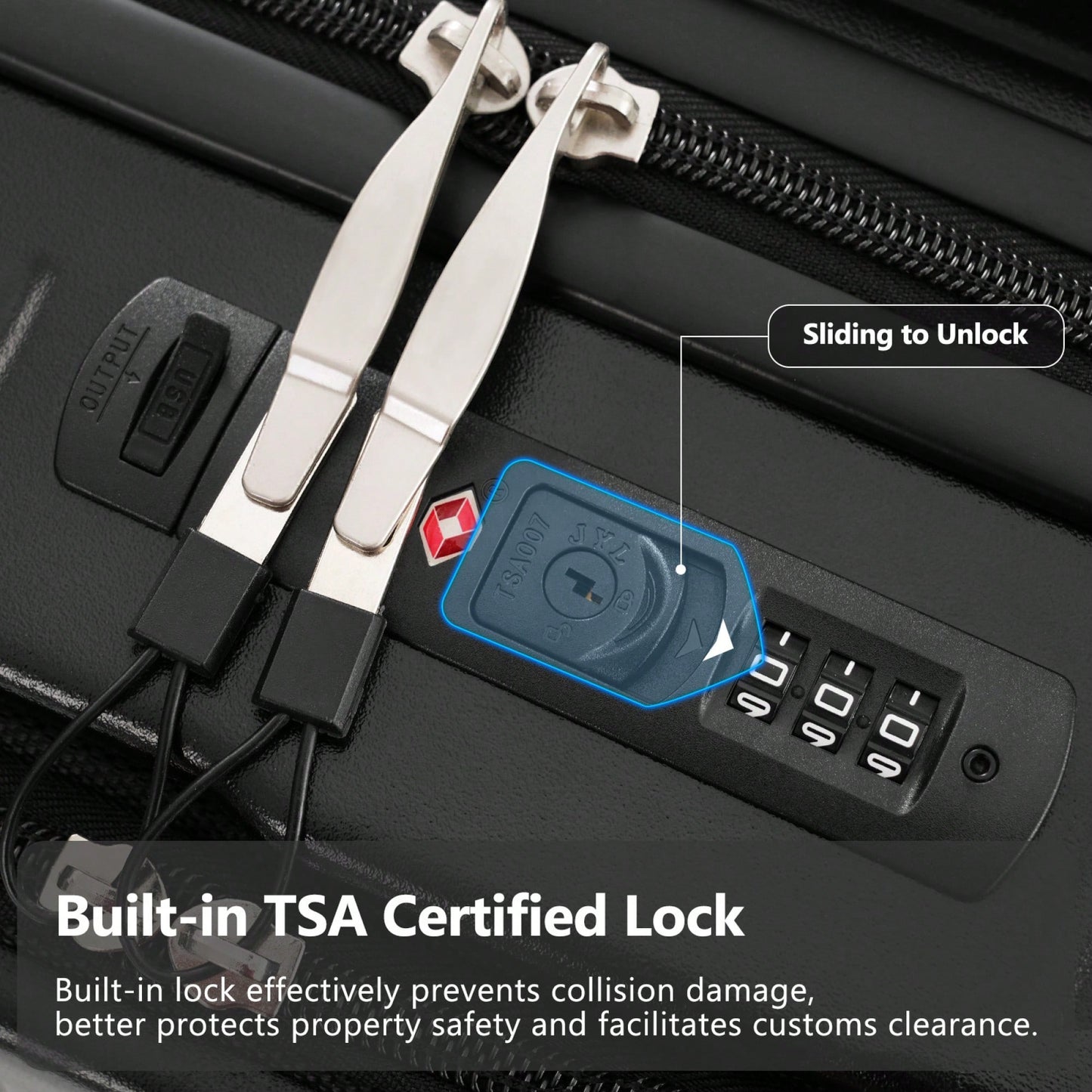 Lightweight 20 Inch Carry-On Luggage With Front Pocket USB Port And TSA Combination Lock, Ideal For Short Business Trips