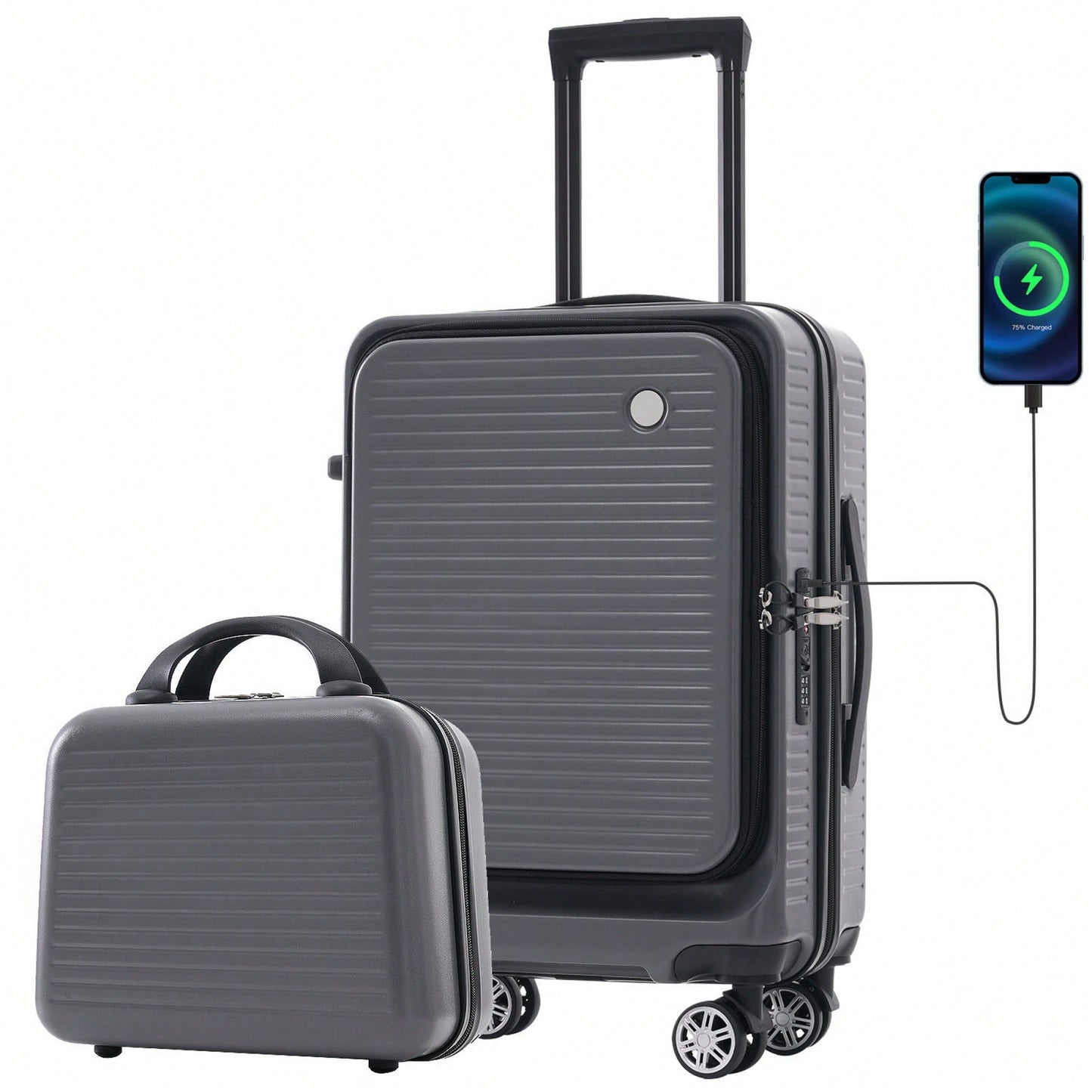 Lightweight 20 Inch Carry-On Luggage With Front Pocket USB Port And TSA Combination Lock, Ideal For Short Business Trips
