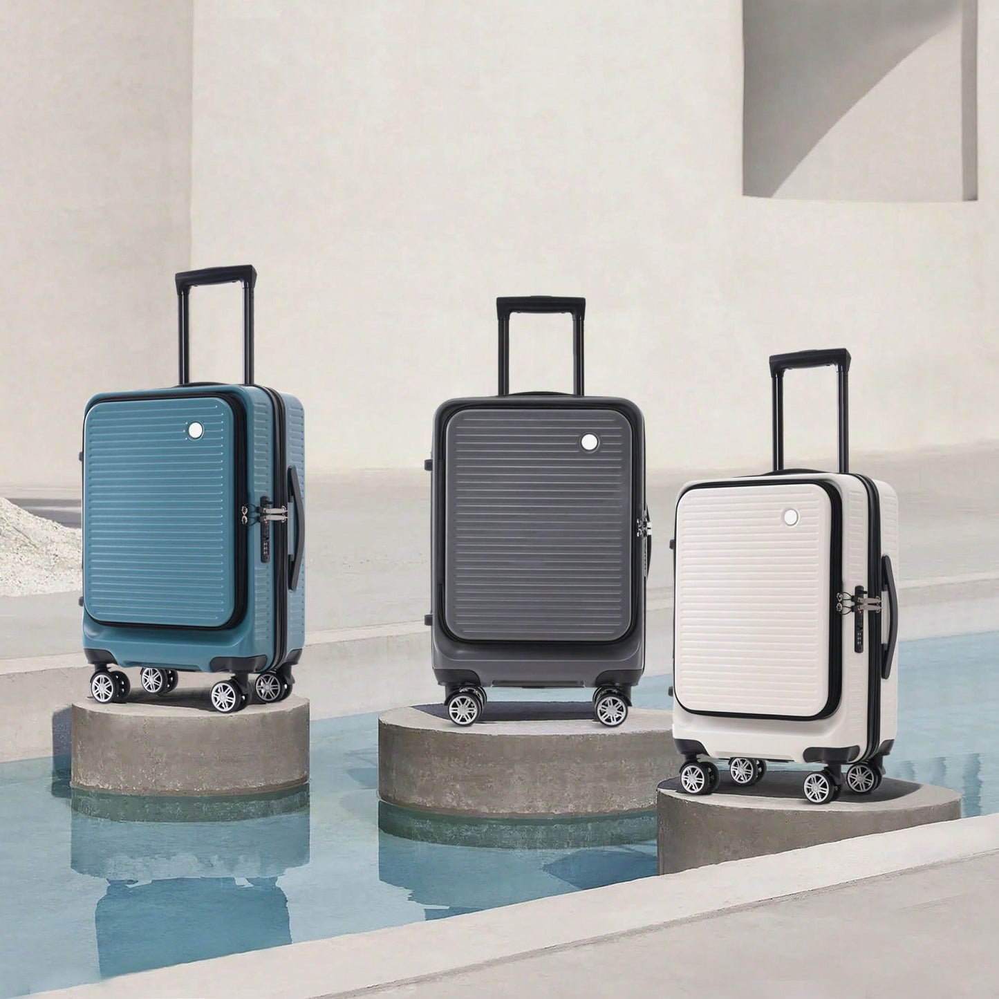 Lightweight 20 Inch Carry-On Luggage With Front Pocket USB Port And TSA Combination Lock, Ideal For Short Business Trips