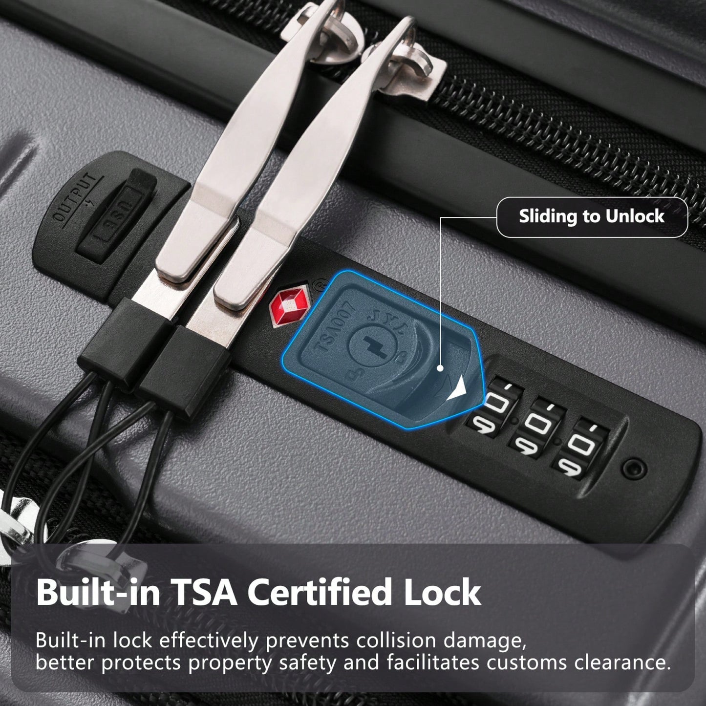 Lightweight 20 Inch Carry-On Luggage With Front Pocket USB Port And TSA Combination Lock, Ideal For Short Business Trips