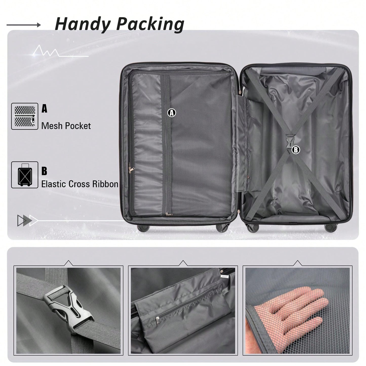 Expandable Lightweight 2-Piece Luggage Set With TSA Lock 20inch And 24inch Hard Shell Suitcases With 360° Spinner Wheels