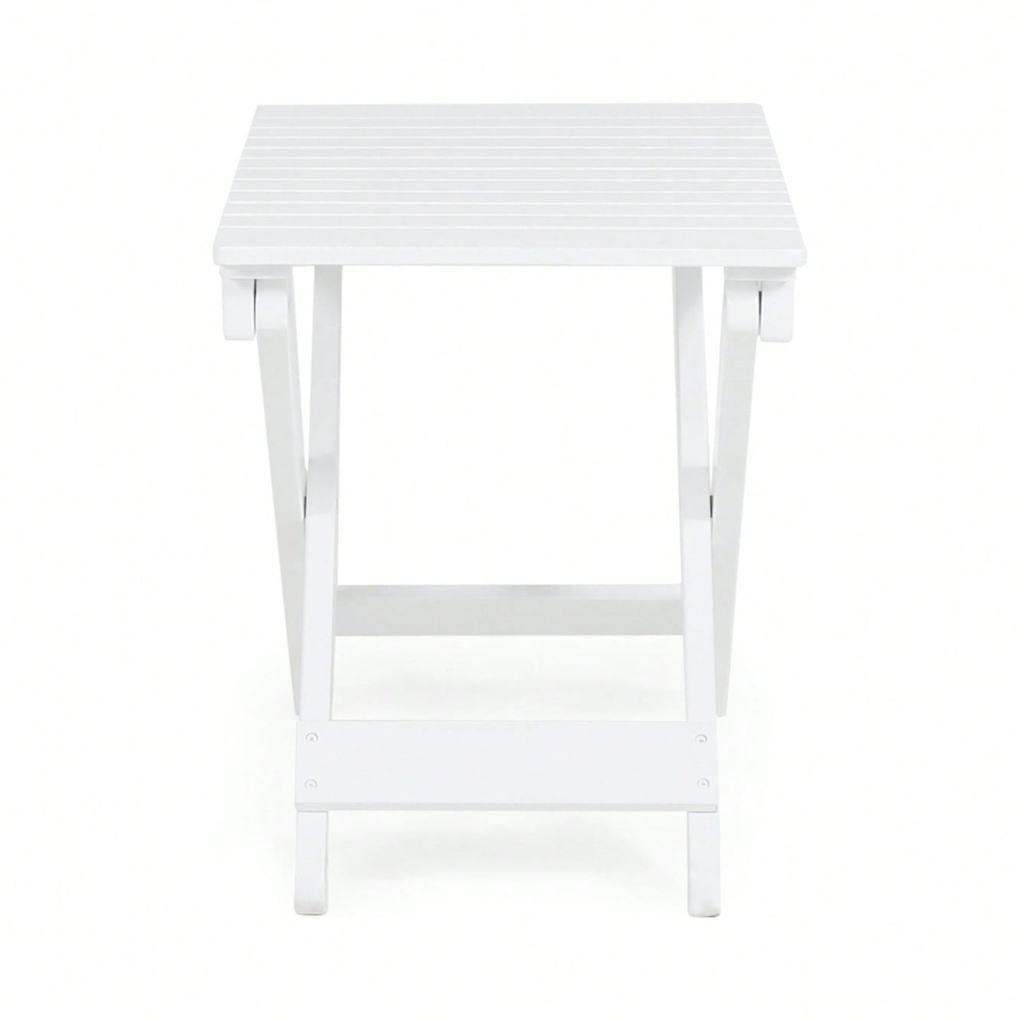 Outdoor Folding Acacia Wood Side Table With Slat Design For Patio And Indoor Use