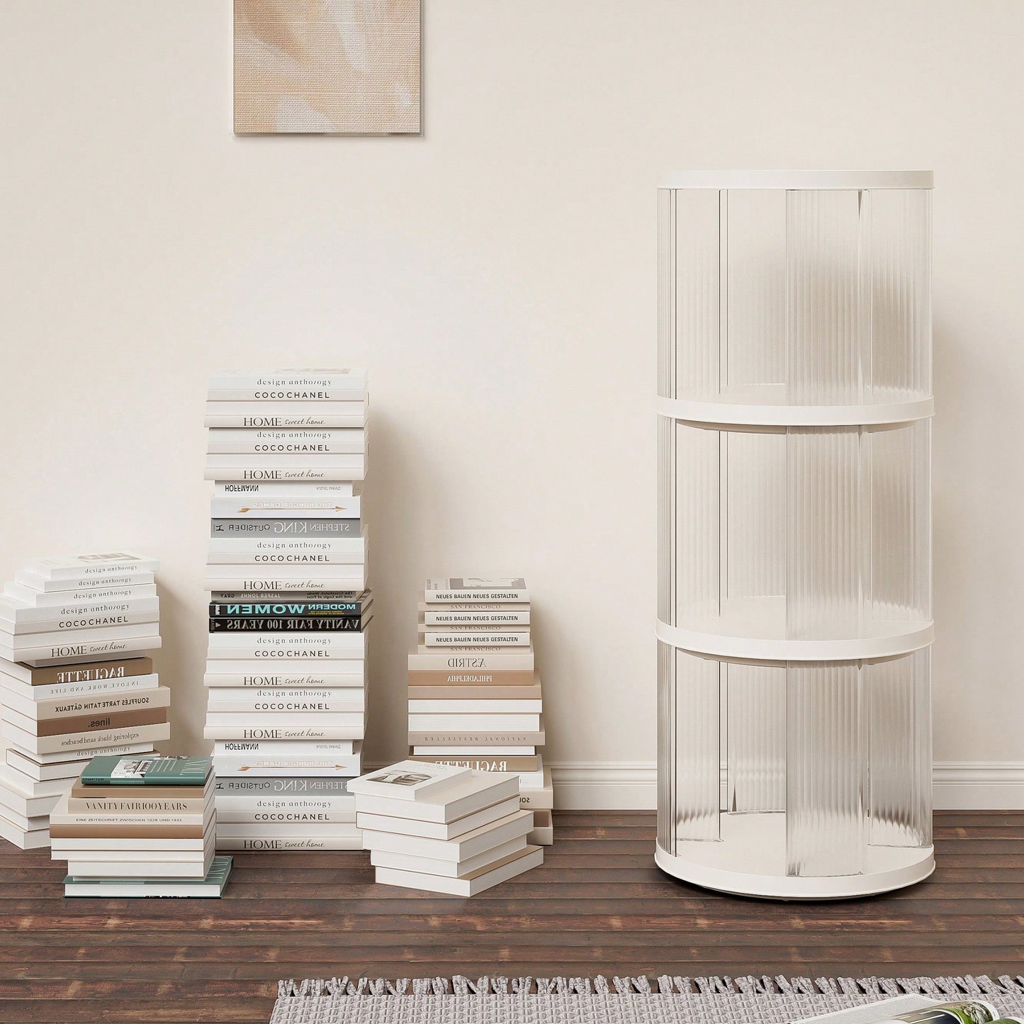 360° Rotating Corner Bookshelf for Kids and Adults Space-Saving 3 Tier Organizer Lightweight Modern Design White