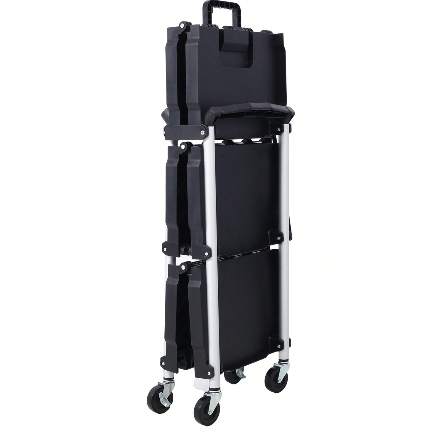 3 Layer Folding Collapsible Service Cart With 150 Lb Load Capacity Portable And Durable Storage Solution For Tools And Equipment