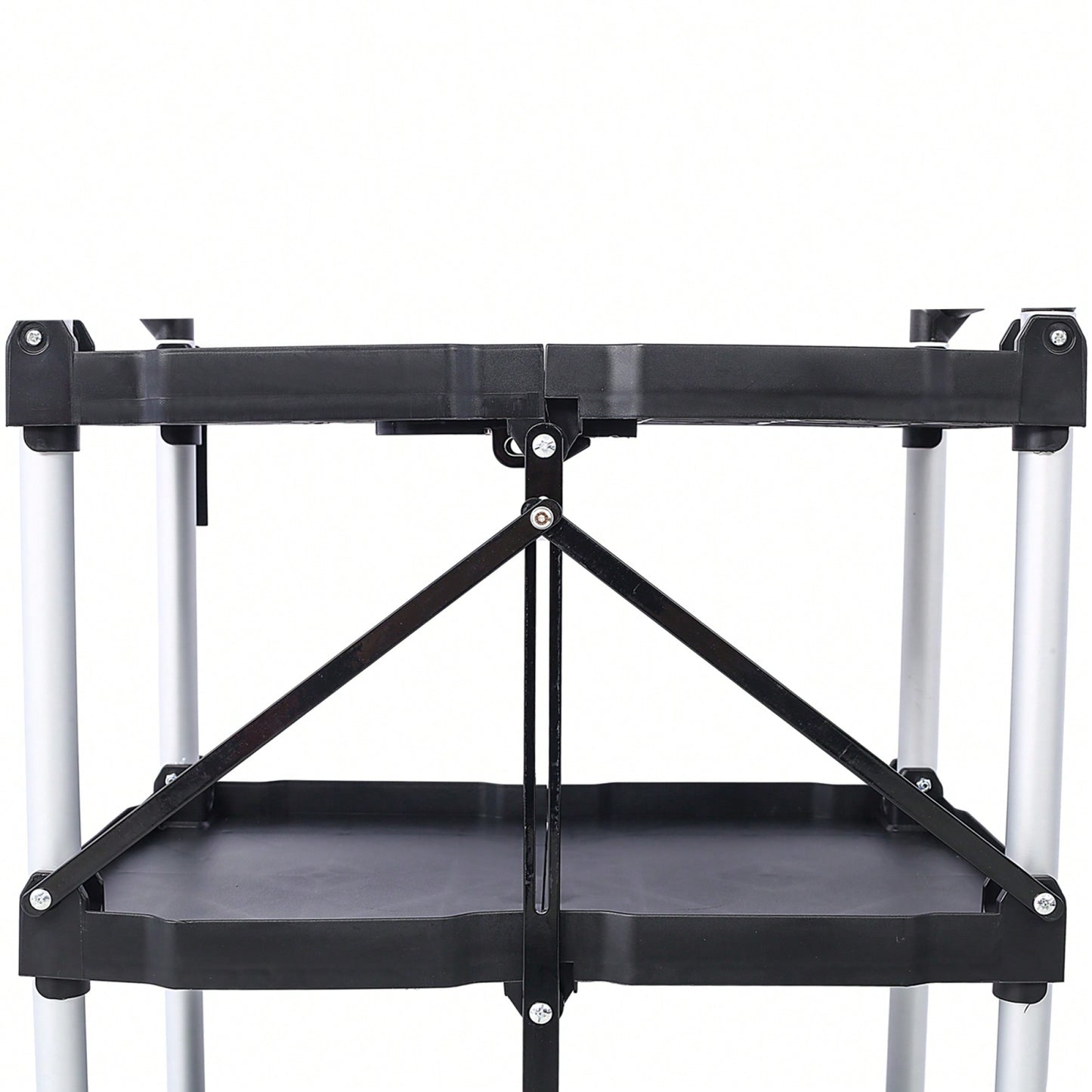 3 Layer Folding Collapsible Service Cart With 150 Lb Load Capacity Portable And Durable Storage Solution For Tools And Equipment