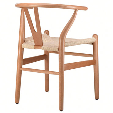 Mid-Century Solid Wood Weave Dining Armchair Set of 2 Ergonomic Wishbone Chairs Fully Assembled for Dining Room