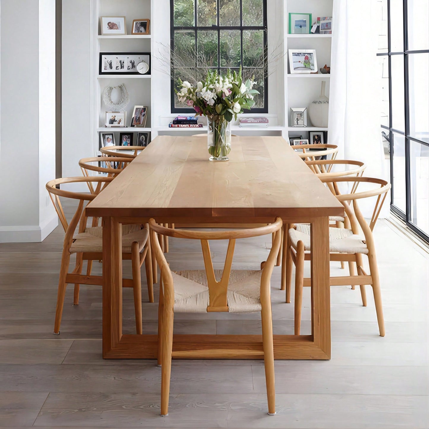 Mid-Century Solid Wood Weave Dining Armchair Set of 2 Ergonomic Wishbone Chairs Fully Assembled for Dining Room