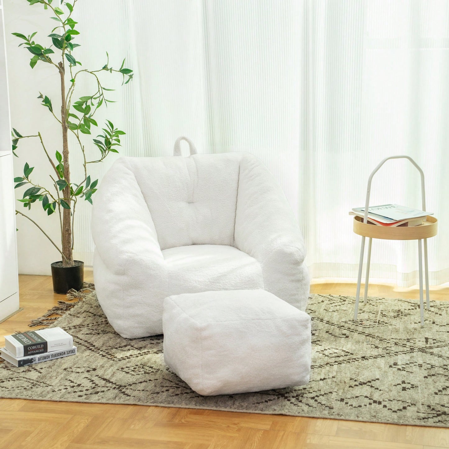 Cozy Faux Fur Bean Bag Chair With Memory Foam Filling For Ultimate Comfort In Living Room, Dorm, Or Game Room