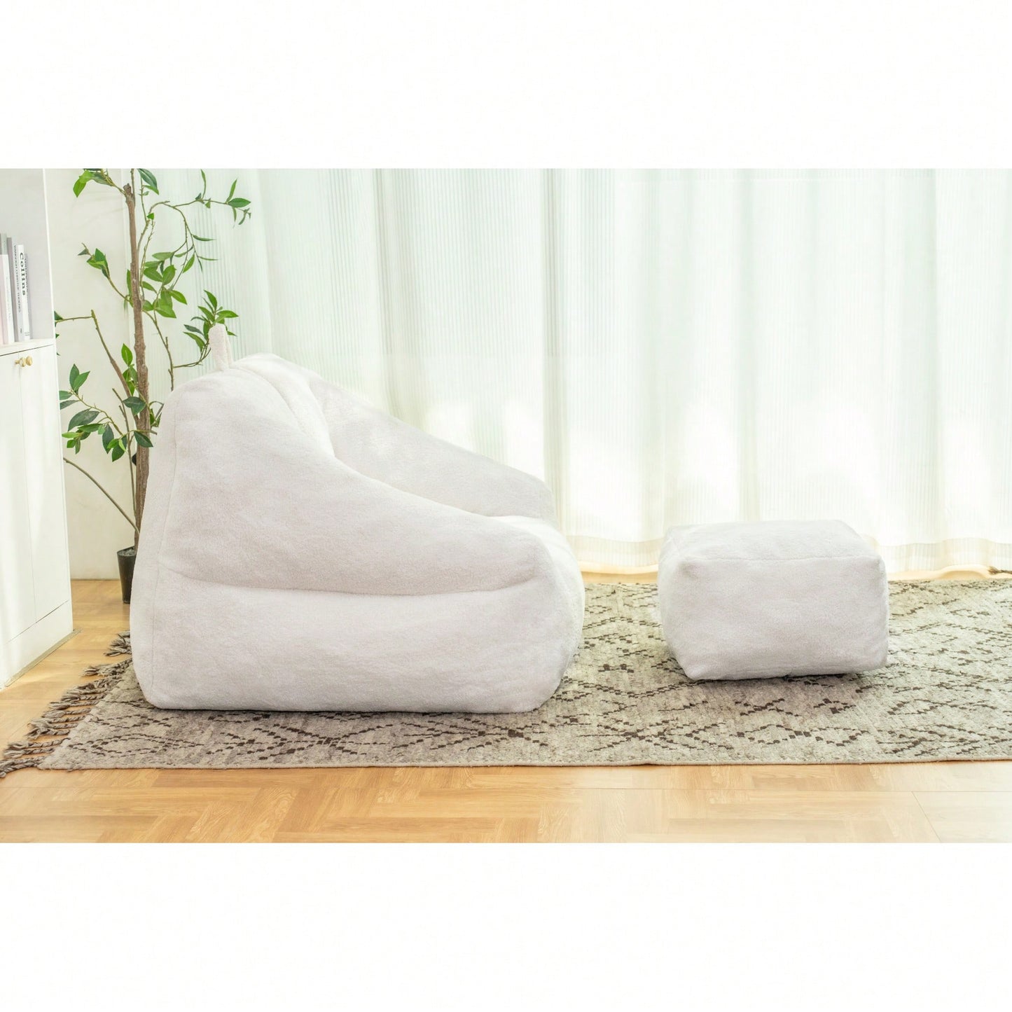 Cozy Faux Fur Bean Bag Chair With Memory Foam Filling For Ultimate Comfort In Living Room, Dorm, Or Game Room