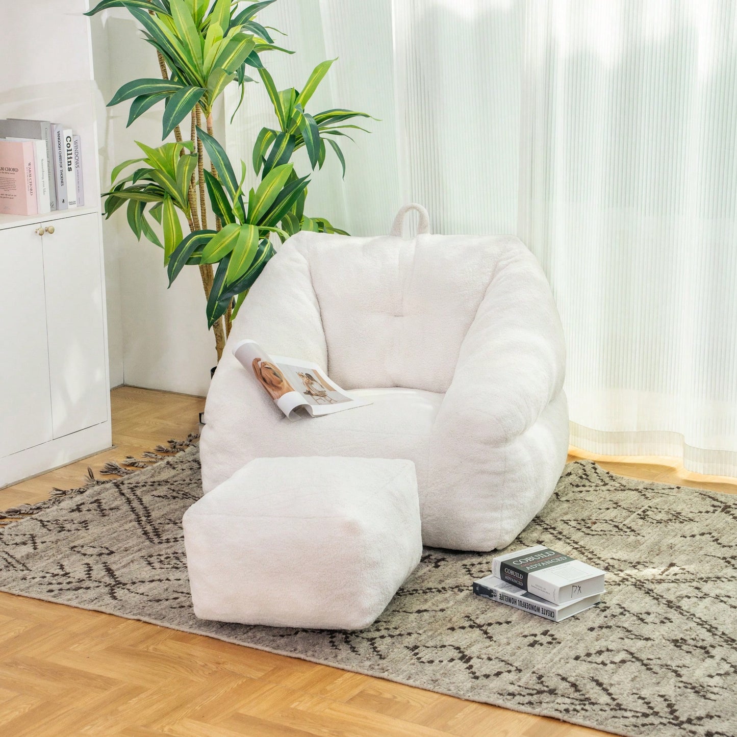 Cozy Faux Fur Bean Bag Chair With Memory Foam Filling For Ultimate Comfort In Living Room, Dorm, Or Game Room