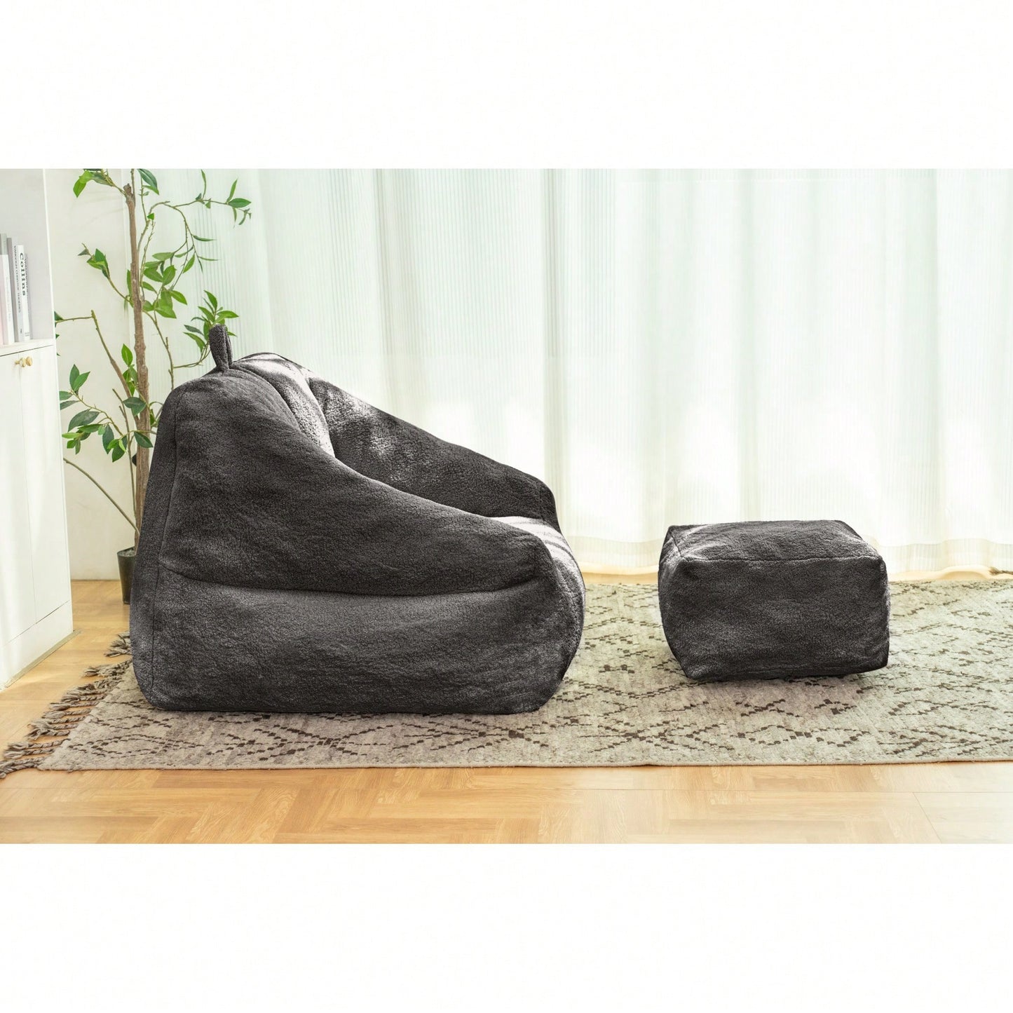 Cozy Faux Fur Bean Bag Chair With Memory Foam Filling For Ultimate Comfort In Living Room, Dorm, Or Game Room