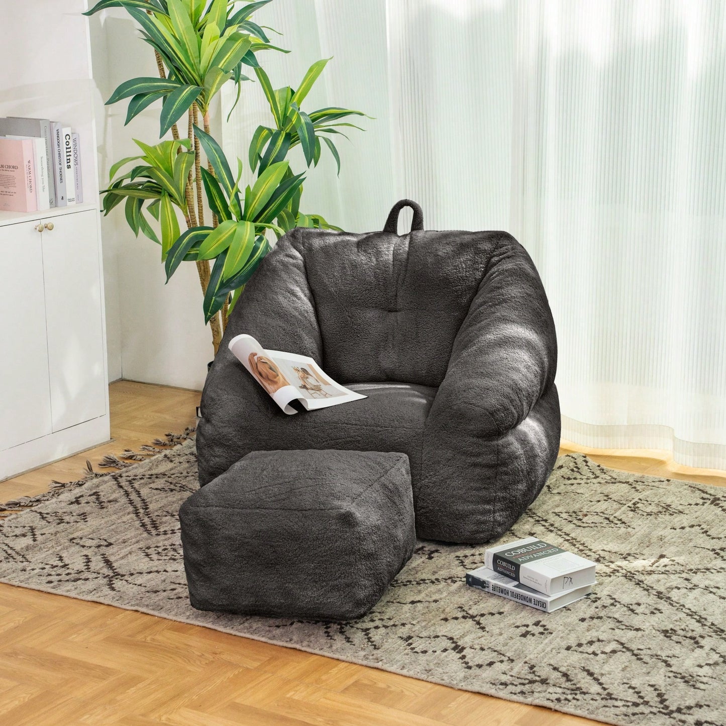 Cozy Faux Fur Bean Bag Chair With Memory Foam Filling For Ultimate Comfort In Living Room, Dorm, Or Game Room