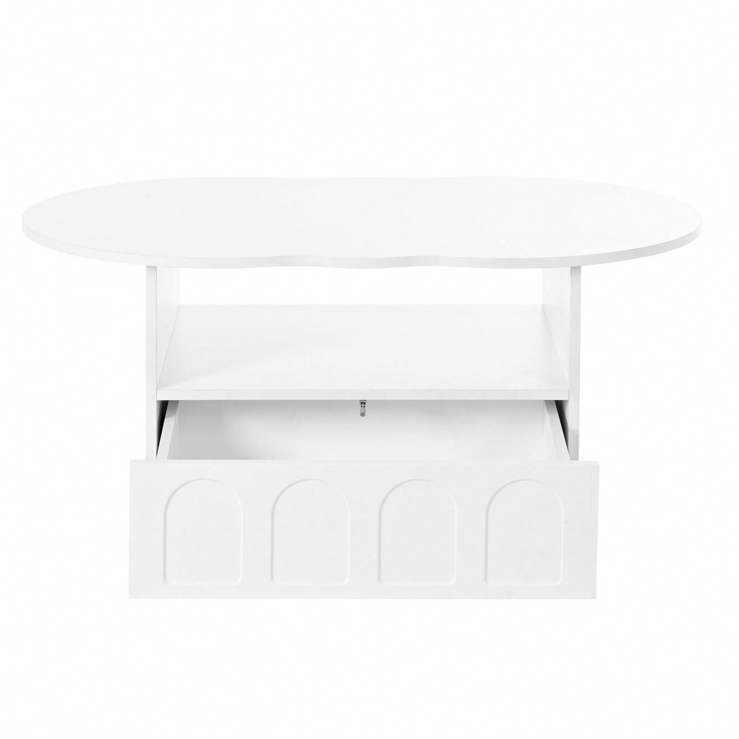 Cloud Shaped Coffee Table With Storage Drawer And Wheels For Living Room