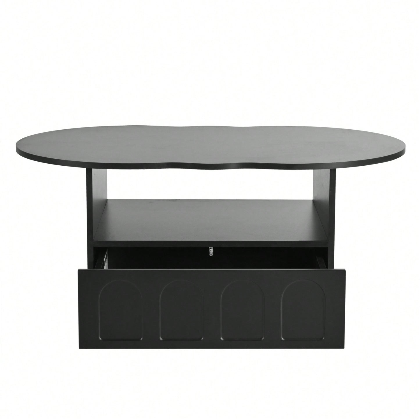 Cloud Shaped Coffee Table With Storage Drawer And Wheels For Living Room
