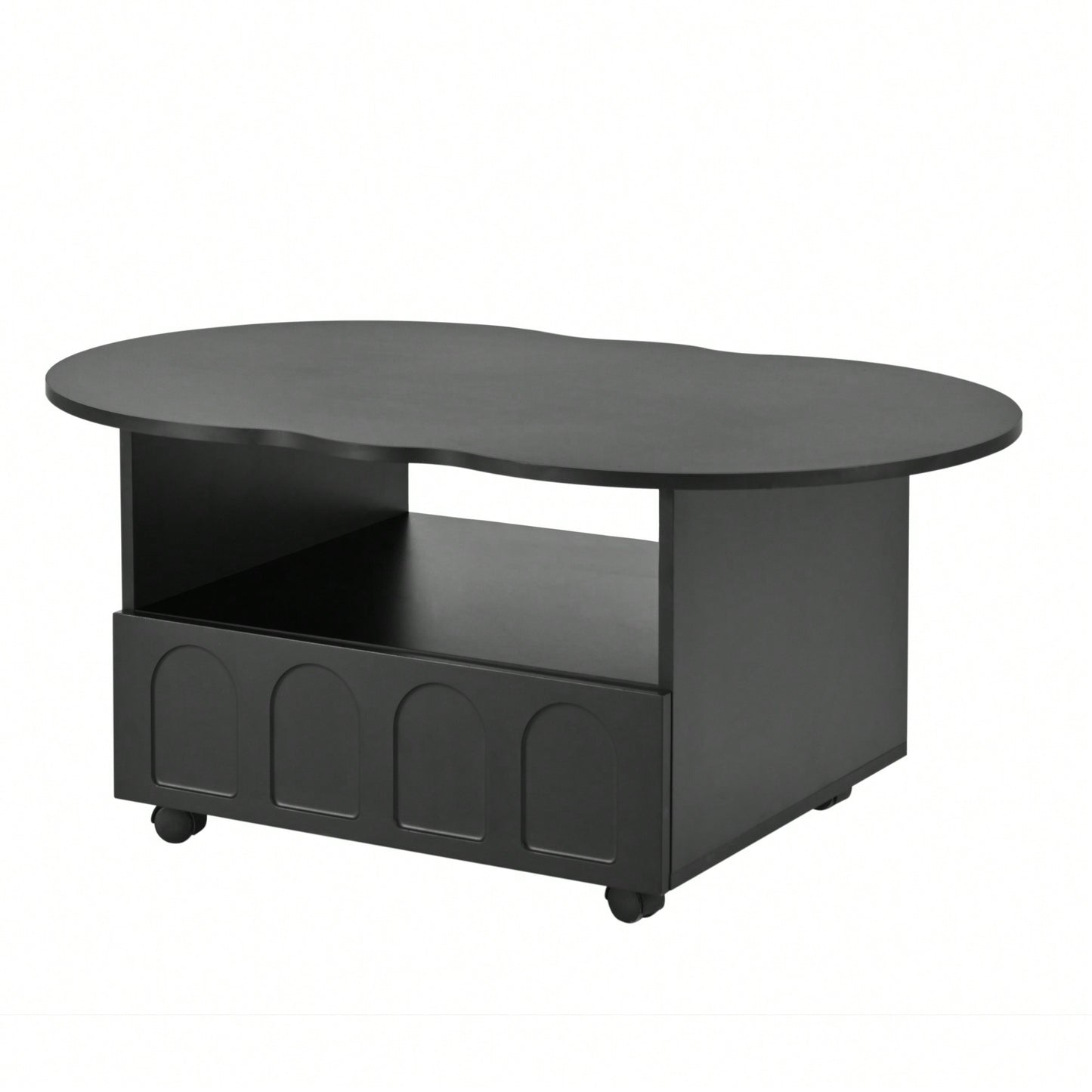 Cloud Shaped Coffee Table With Storage Drawer And Wheels For Living Room