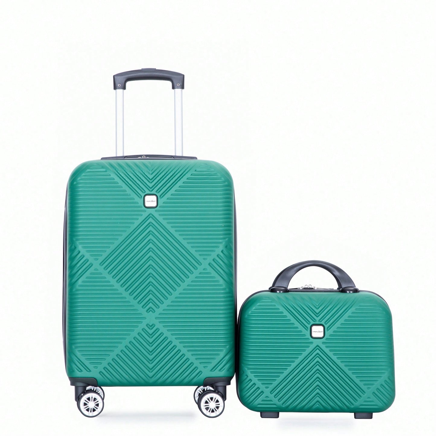 Lightweight 2 Piece ABS Luggage Set With 20 Inch Carry-On And 14 Inch Cosmetic Case, 360° Spinner Wheels For Easy Maneuverability