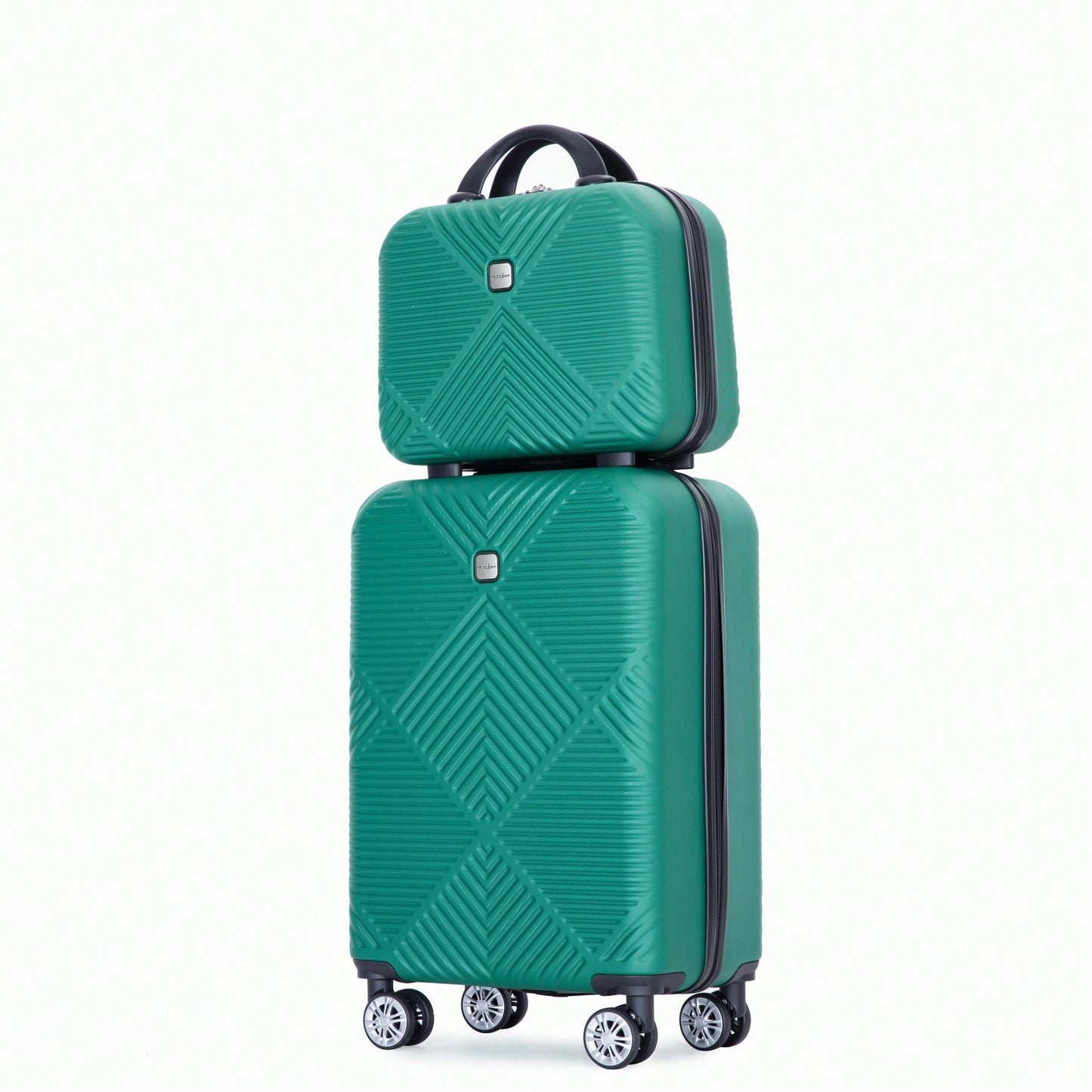 Lightweight 2 Piece ABS Luggage Set With 20 Inch Carry-On And 14 Inch Cosmetic Case, 360° Spinner Wheels For Easy Maneuverability
