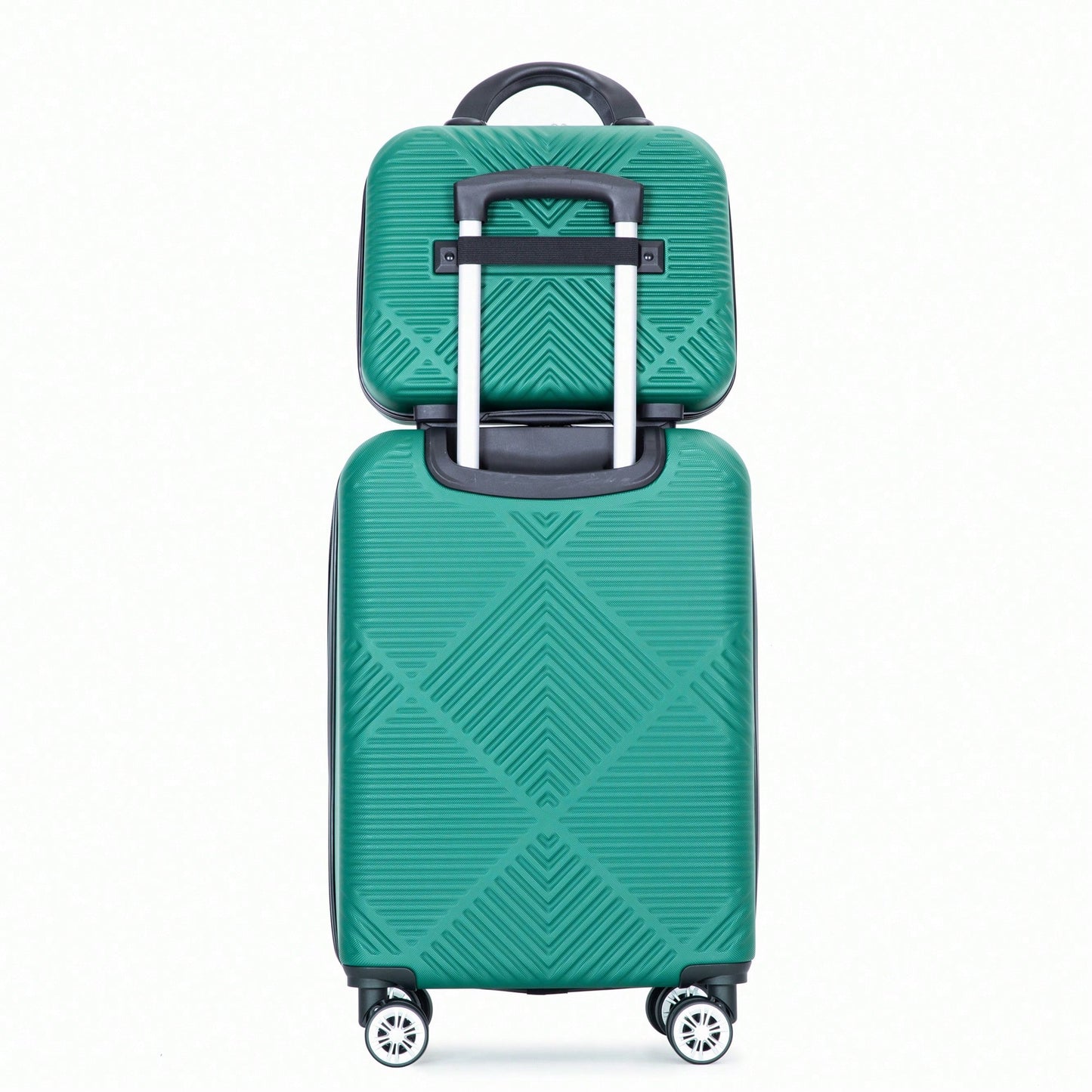 Lightweight 2 Piece ABS Luggage Set With 20 Inch Carry-On And 14 Inch Cosmetic Case, 360° Spinner Wheels For Easy Maneuverability