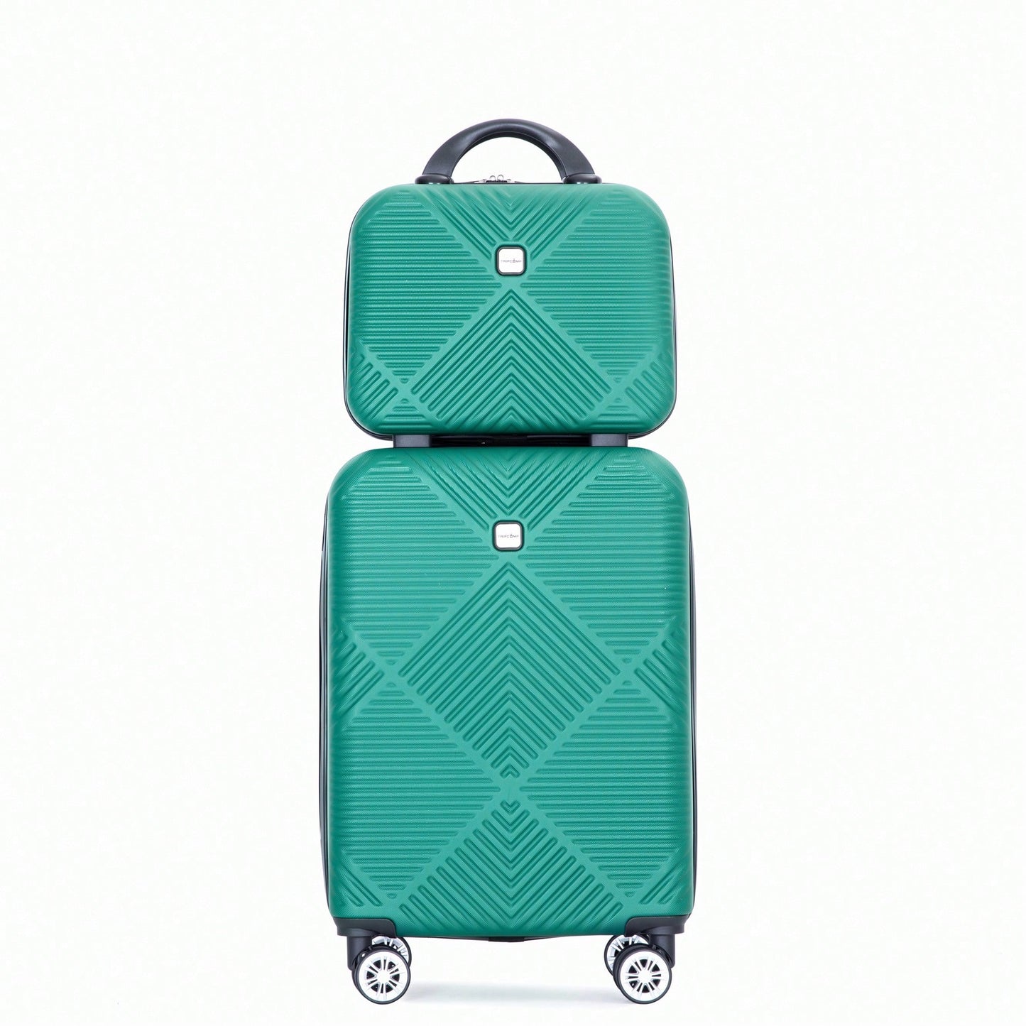 Lightweight 2 Piece ABS Luggage Set With 20 Inch Carry-On And 14 Inch Cosmetic Case, 360° Spinner Wheels For Easy Maneuverability