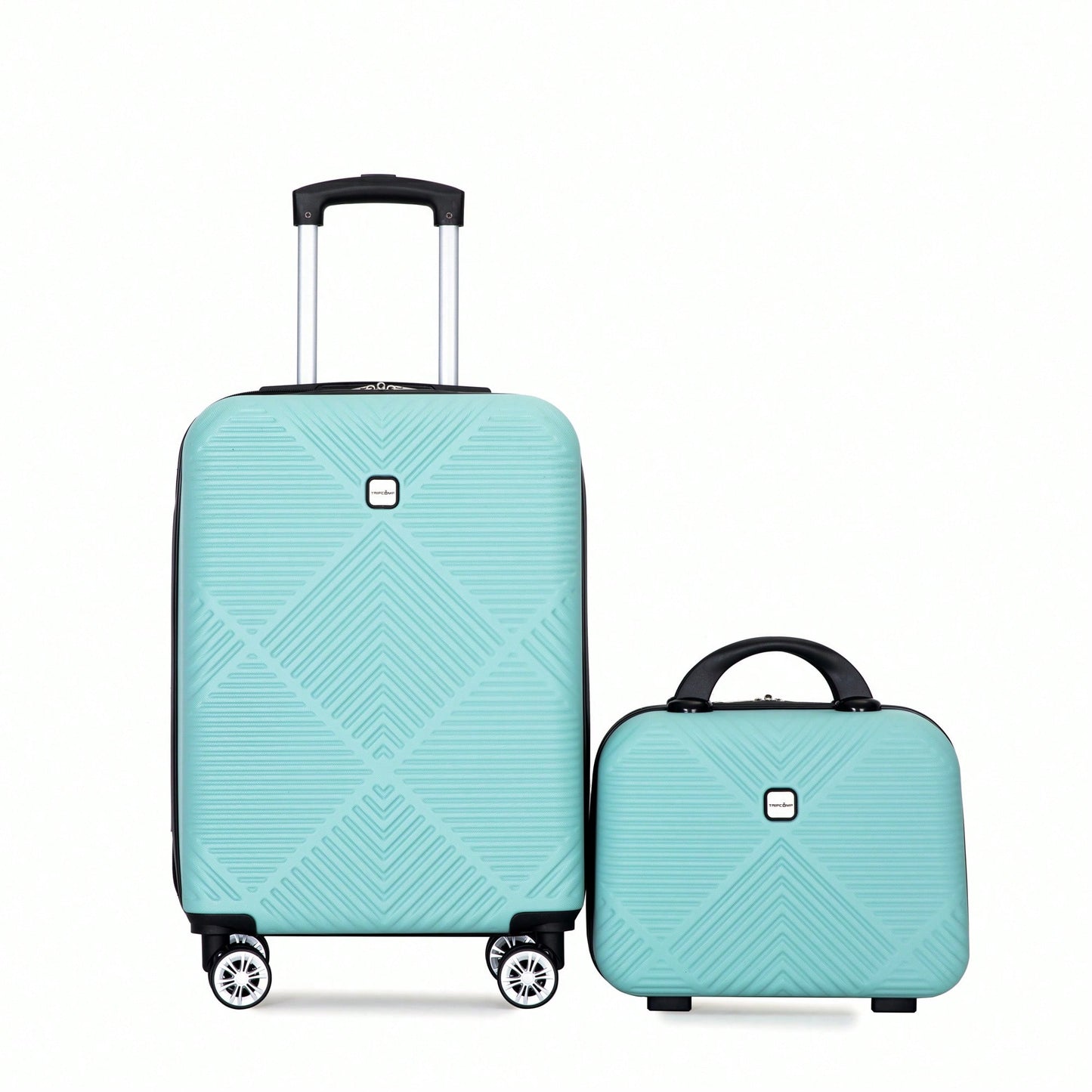Lightweight 2 Piece ABS Luggage Set With 20 Inch Carry-On And 14 Inch Cosmetic Case, 360° Spinner Wheels For Easy Maneuverability