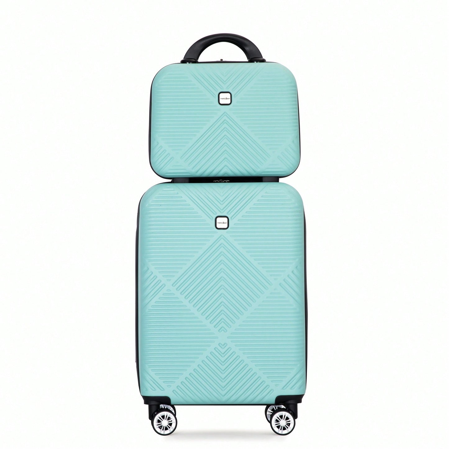 Lightweight 2 Piece ABS Luggage Set With 20 Inch Carry-On And 14 Inch Cosmetic Case, 360° Spinner Wheels For Easy Maneuverability