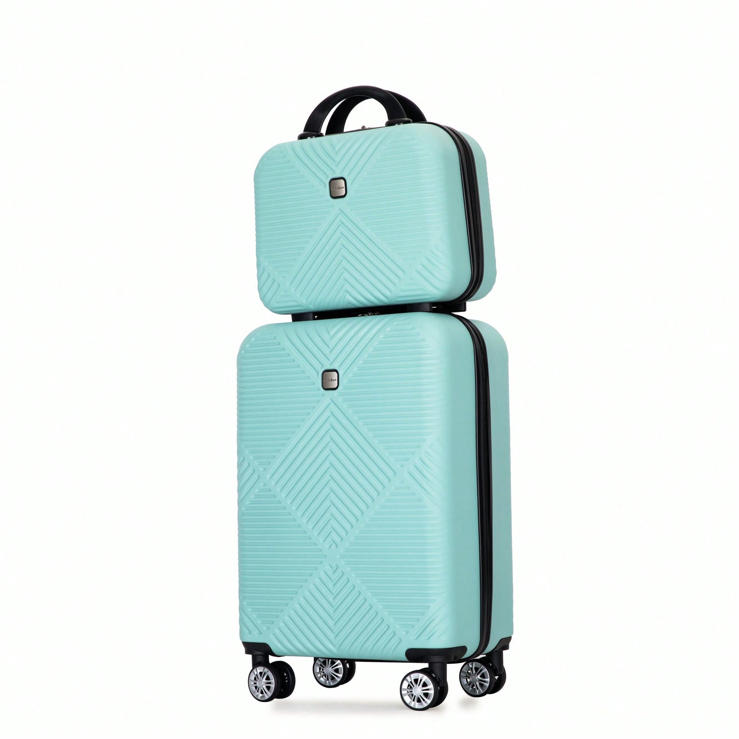 Lightweight 2 Piece ABS Luggage Set With 20 Inch Carry-On And 14 Inch Cosmetic Case, 360° Spinner Wheels For Easy Maneuverability