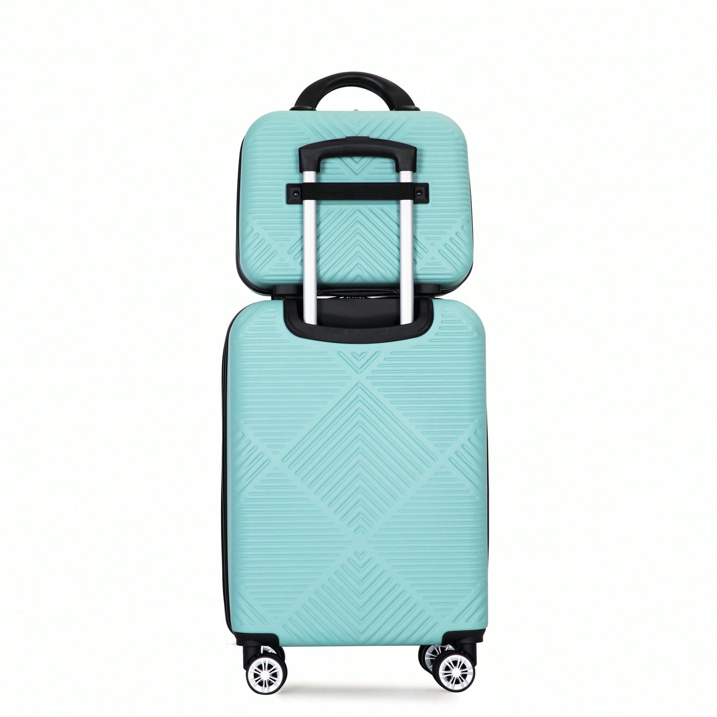 Lightweight 2 Piece ABS Luggage Set With 20 Inch Carry-On And 14 Inch Cosmetic Case, 360° Spinner Wheels For Easy Maneuverability