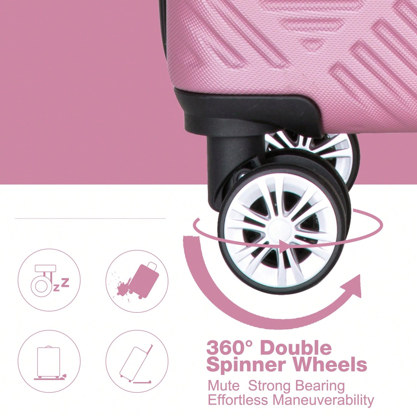 Lightweight 2 Piece ABS Luggage Set With 20 Inch Carry-On And 14 Inch Cosmetic Case, 360° Spinner Wheels For Easy Maneuverability
