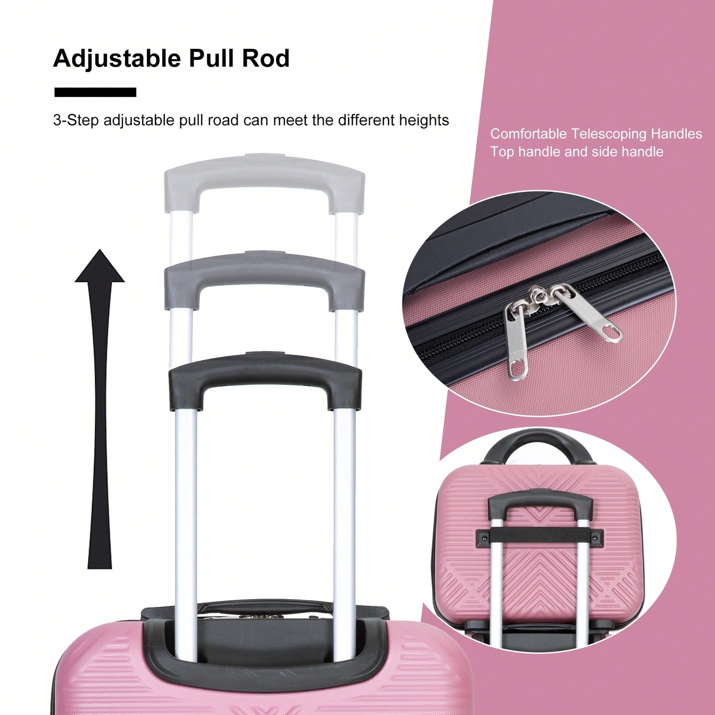 Lightweight 2 Piece ABS Luggage Set With 20 Inch Carry-On And 14 Inch Cosmetic Case, 360° Spinner Wheels For Easy Maneuverability