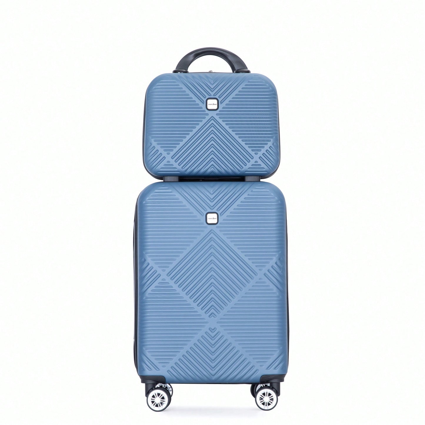 Lightweight 2 Piece ABS Luggage Set With 20 Inch Carry-On And 14 Inch Cosmetic Case, 360° Spinner Wheels For Easy Maneuverability