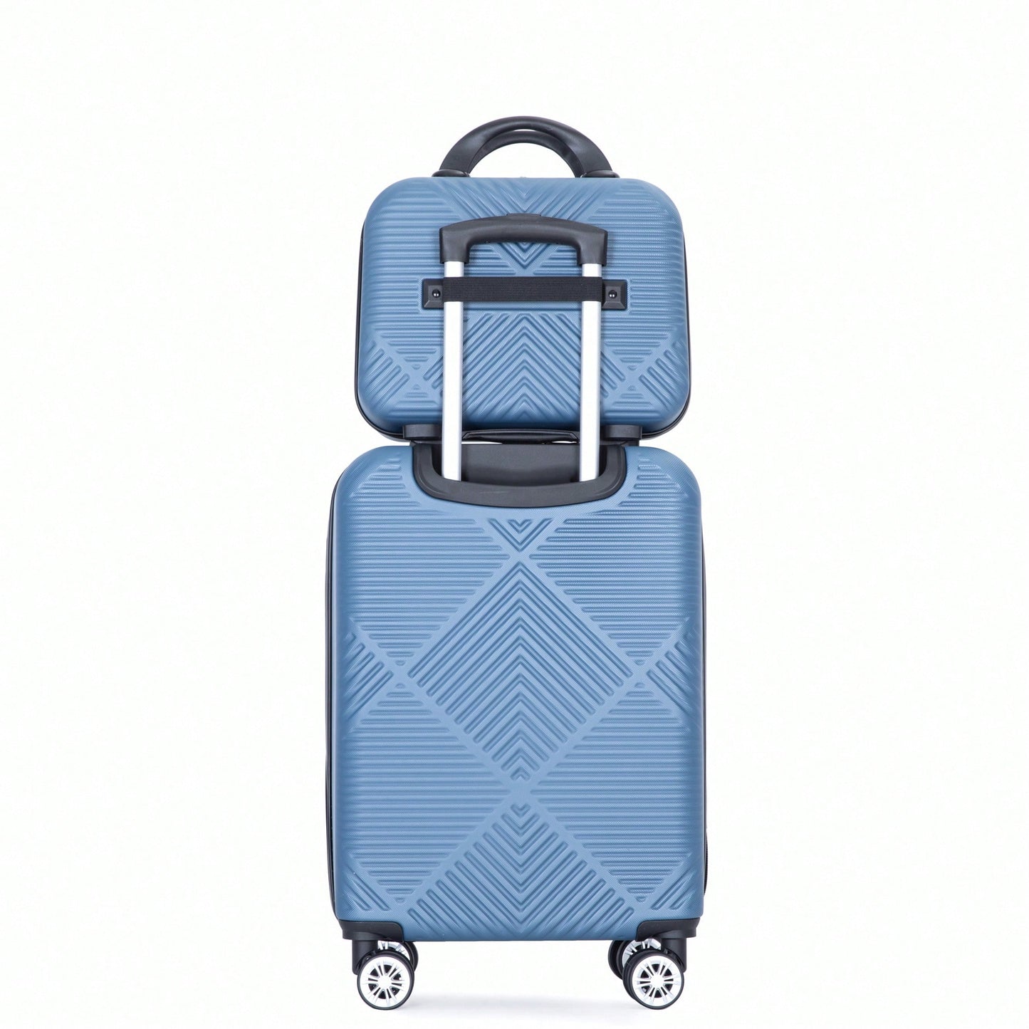 Lightweight 2 Piece ABS Luggage Set With 20 Inch Carry-On And 14 Inch Cosmetic Case, 360° Spinner Wheels For Easy Maneuverability
