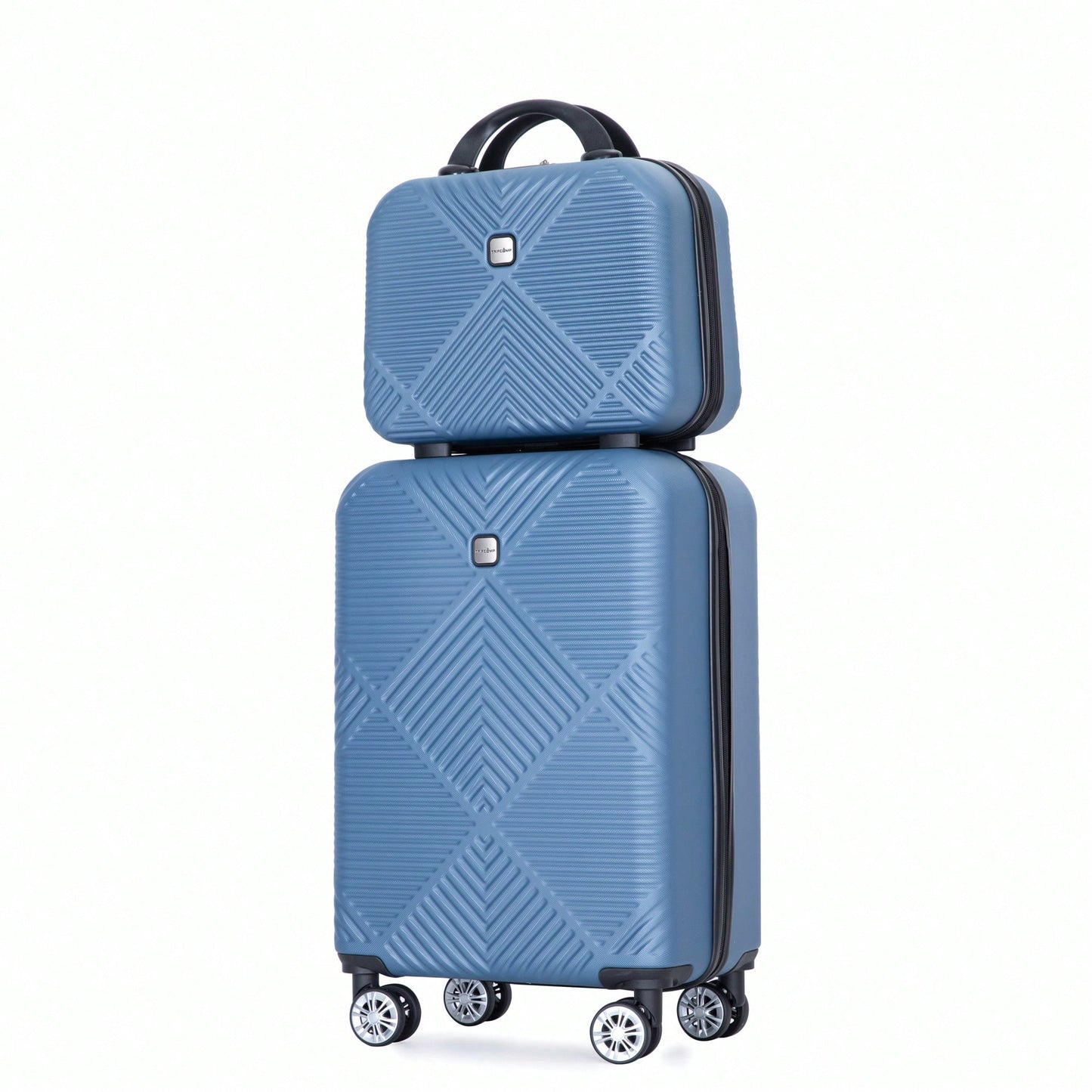 Lightweight 2 Piece ABS Luggage Set With 20 Inch Carry-On And 14 Inch Cosmetic Case, 360° Spinner Wheels For Easy Maneuverability