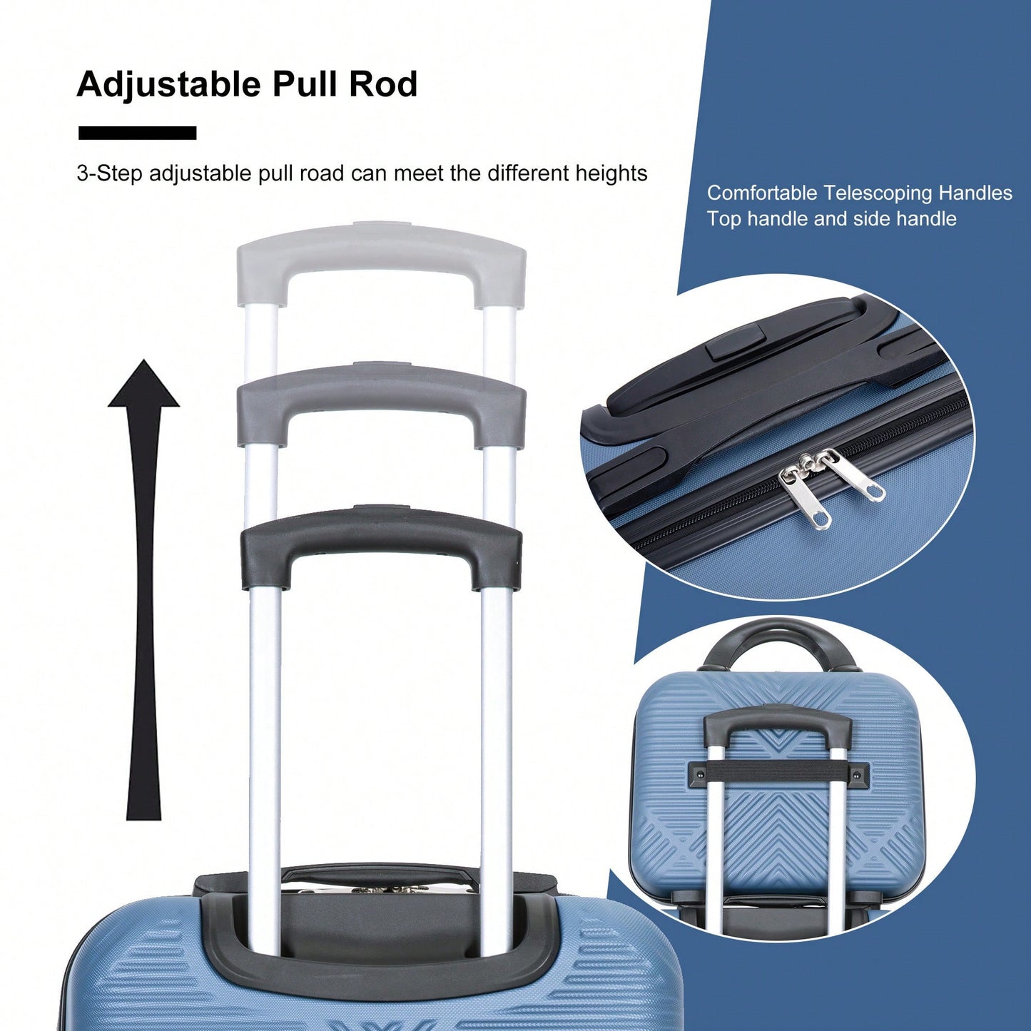 Lightweight 2 Piece ABS Luggage Set With 20 Inch Carry-On And 14 Inch Cosmetic Case, 360° Spinner Wheels For Easy Maneuverability