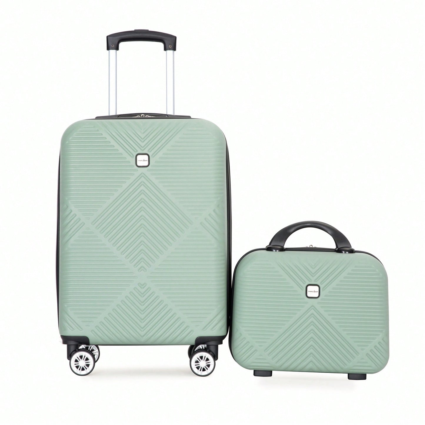 Lightweight 2 Piece ABS Luggage Set With 20 Inch Carry-On And 14 Inch Cosmetic Case, 360° Spinner Wheels For Easy Maneuverability