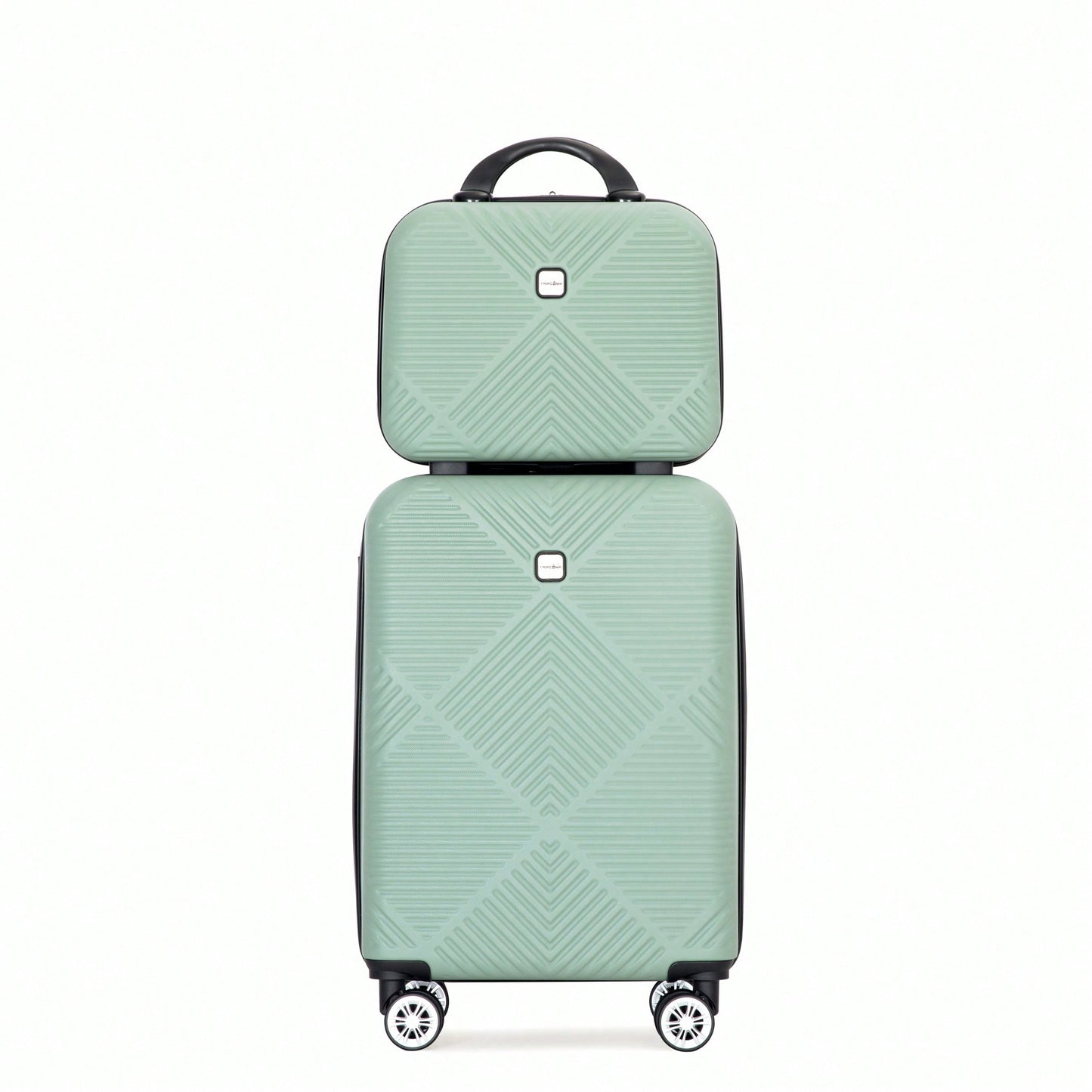 Lightweight 2 Piece ABS Luggage Set With 20 Inch Carry-On And 14 Inch Cosmetic Case, 360° Spinner Wheels For Easy Maneuverability