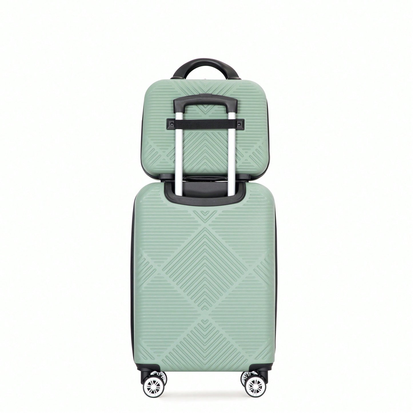 Lightweight 2 Piece ABS Luggage Set With 20 Inch Carry-On And 14 Inch Cosmetic Case, 360° Spinner Wheels For Easy Maneuverability