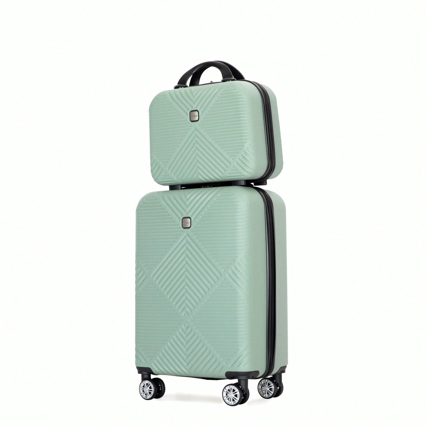 Lightweight 2 Piece ABS Luggage Set With 20 Inch Carry-On And 14 Inch Cosmetic Case, 360° Spinner Wheels For Easy Maneuverability