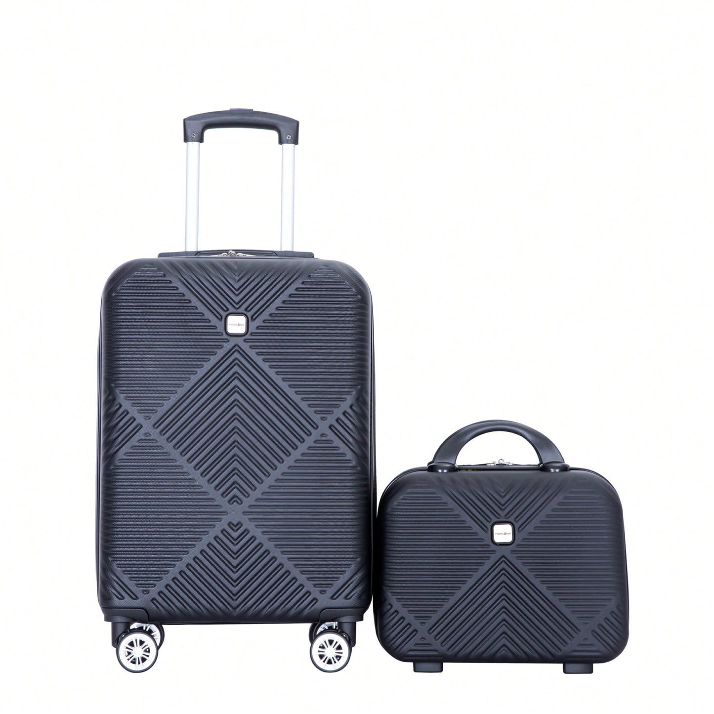 Lightweight 2 Piece ABS Luggage Set With 20 Inch Carry-On And 14 Inch Cosmetic Case, 360° Spinner Wheels For Easy Maneuverability