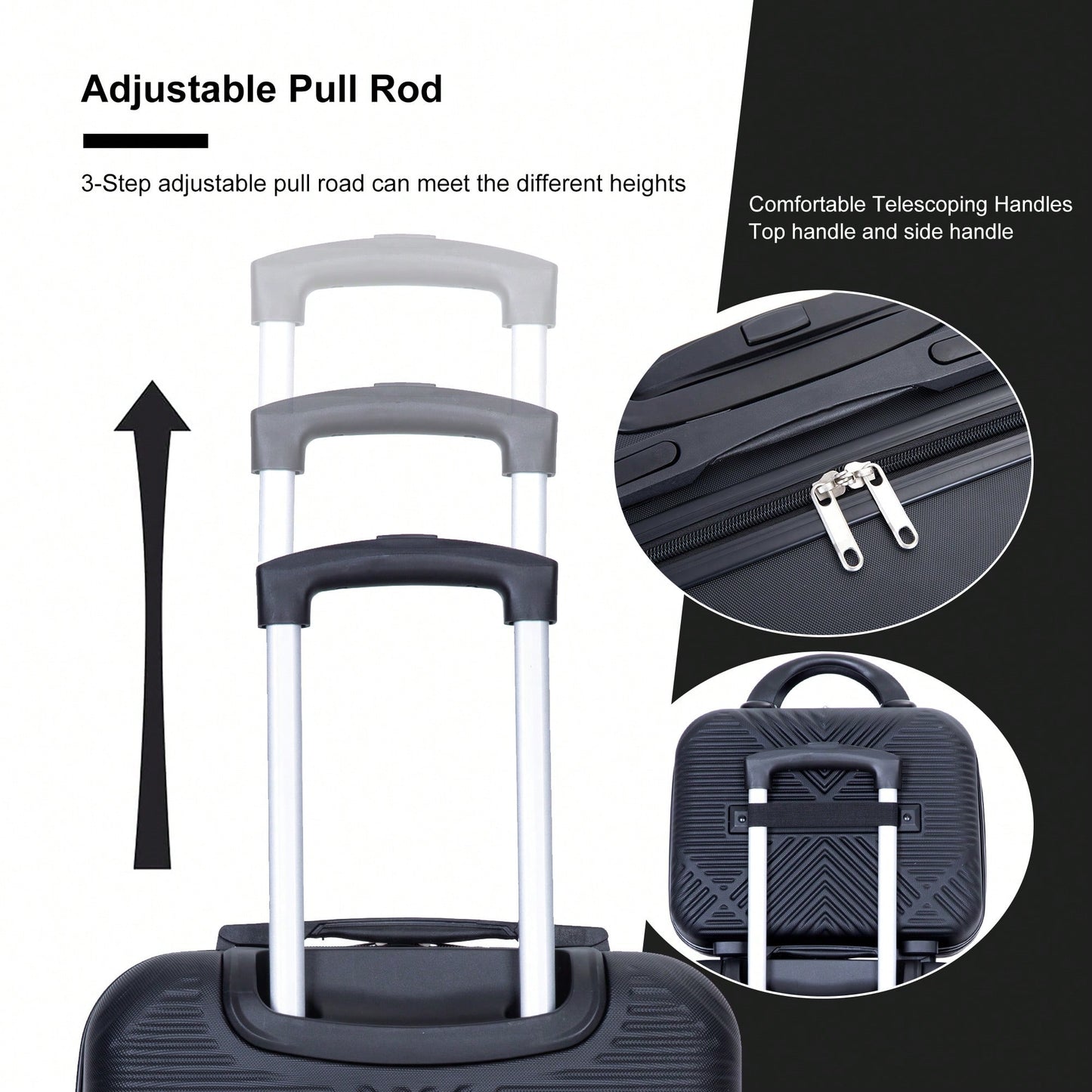 Lightweight 2 Piece ABS Luggage Set With 20 Inch Carry-On And 14 Inch Cosmetic Case, 360° Spinner Wheels For Easy Maneuverability
