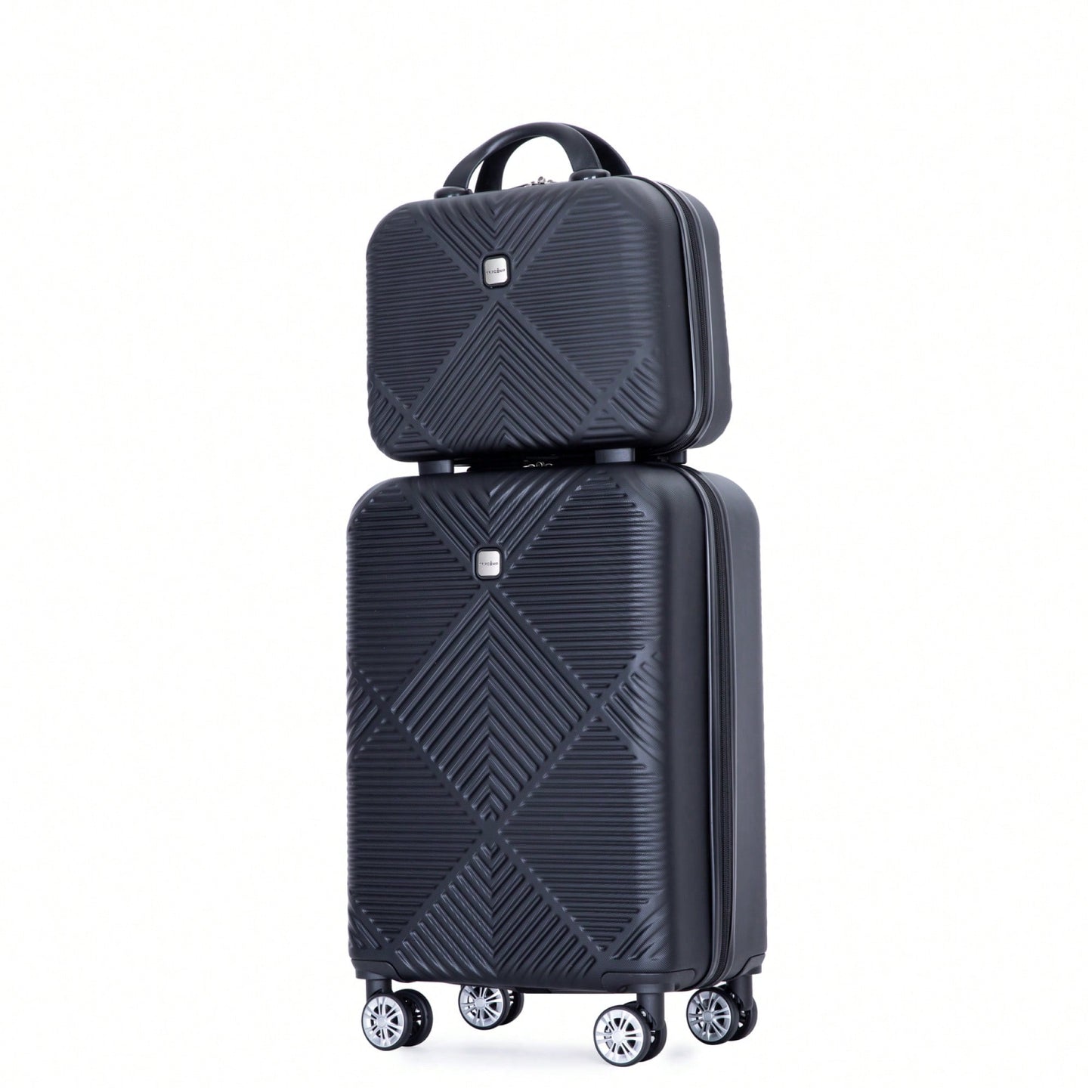 Lightweight 2 Piece ABS Luggage Set With 20 Inch Carry-On And 14 Inch Cosmetic Case, 360° Spinner Wheels For Easy Maneuverability