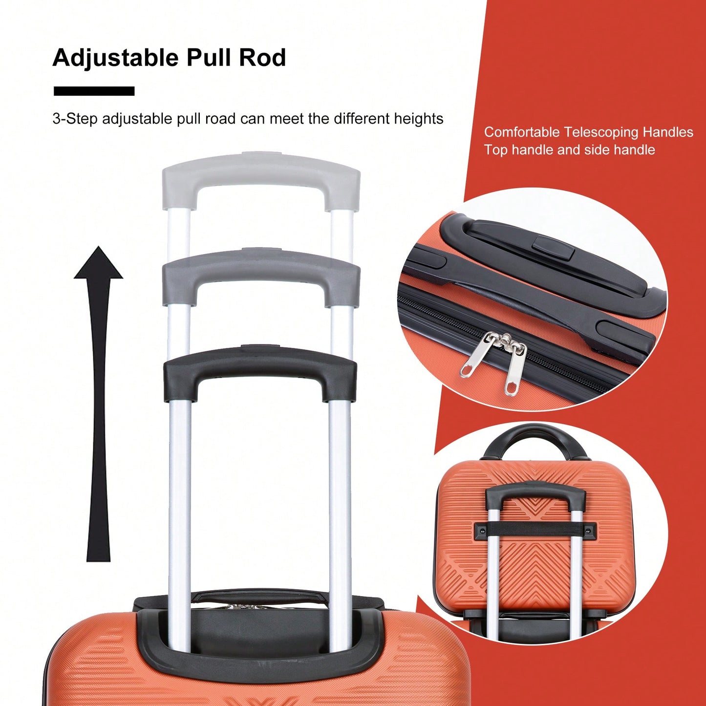 Lightweight 2 Piece ABS Luggage Set With 20 Inch Carry-On And 14 Inch Cosmetic Case, 360° Spinner Wheels For Easy Maneuverability