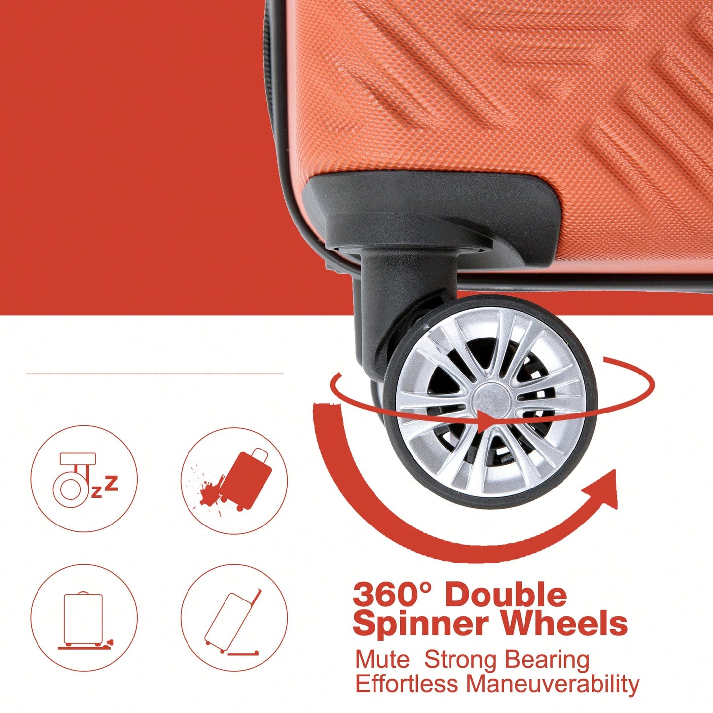 Lightweight 2 Piece ABS Luggage Set With 20 Inch Carry-On And 14 Inch Cosmetic Case, 360° Spinner Wheels For Easy Maneuverability
