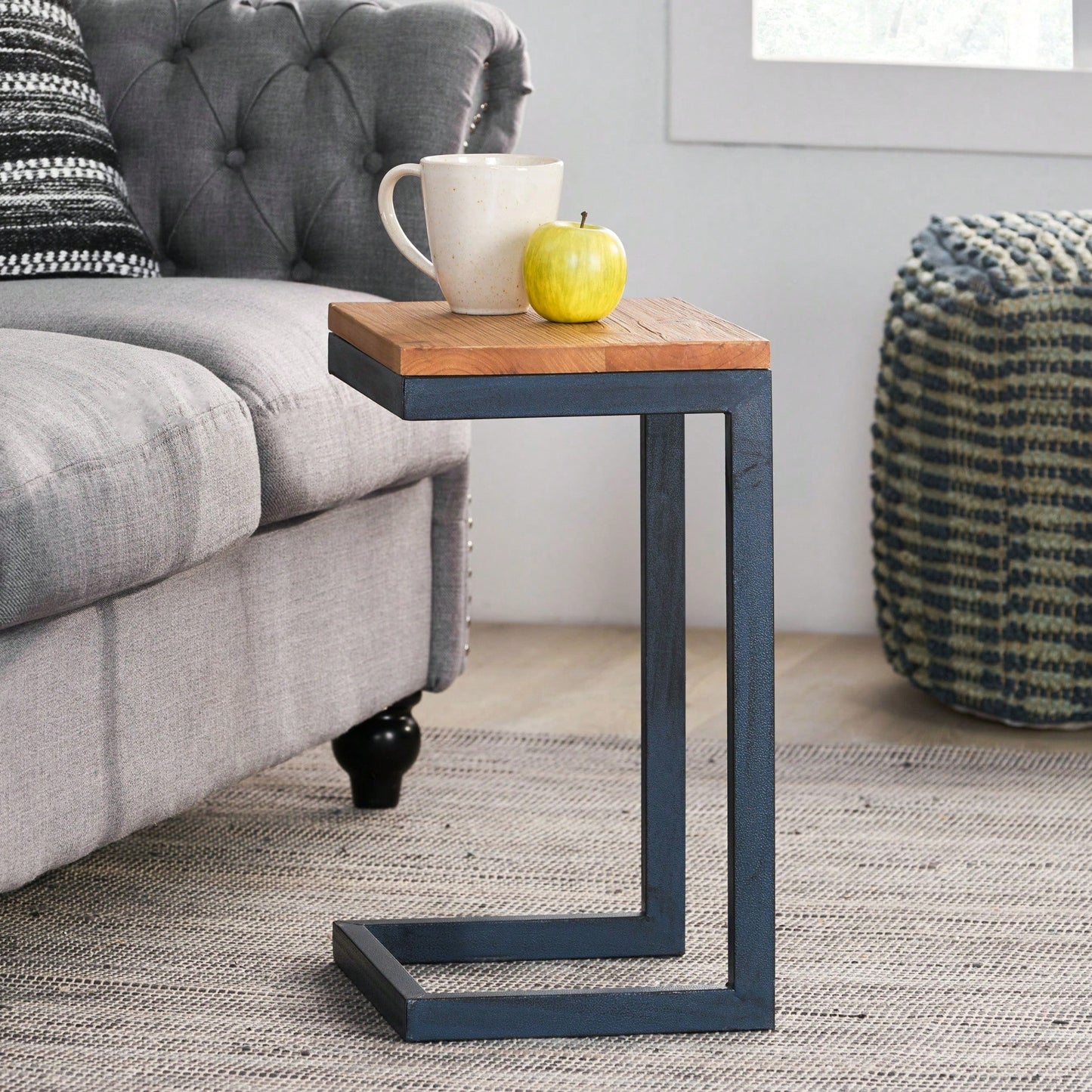 Antique Fir Wood Accent Table In Three Sizes With Iron Base For Versatile Home Decor