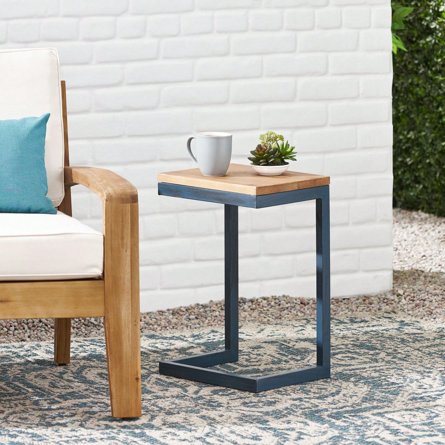 Antique Fir Wood Accent Table In Three Sizes With Iron Base For Versatile Home Decor